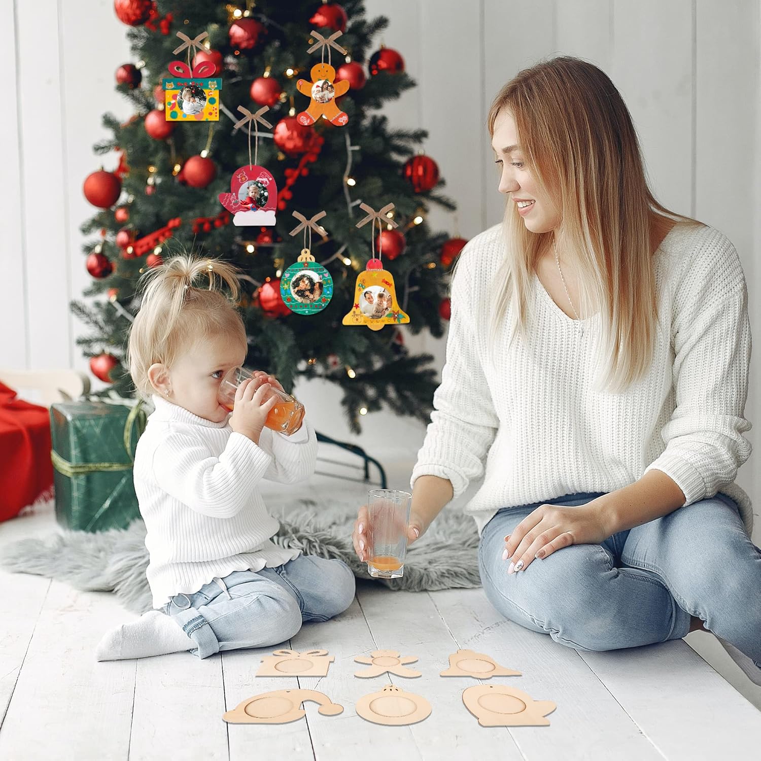 Shitailu 24Pcs Christmas Photo Frame Ornaments DIY Kit