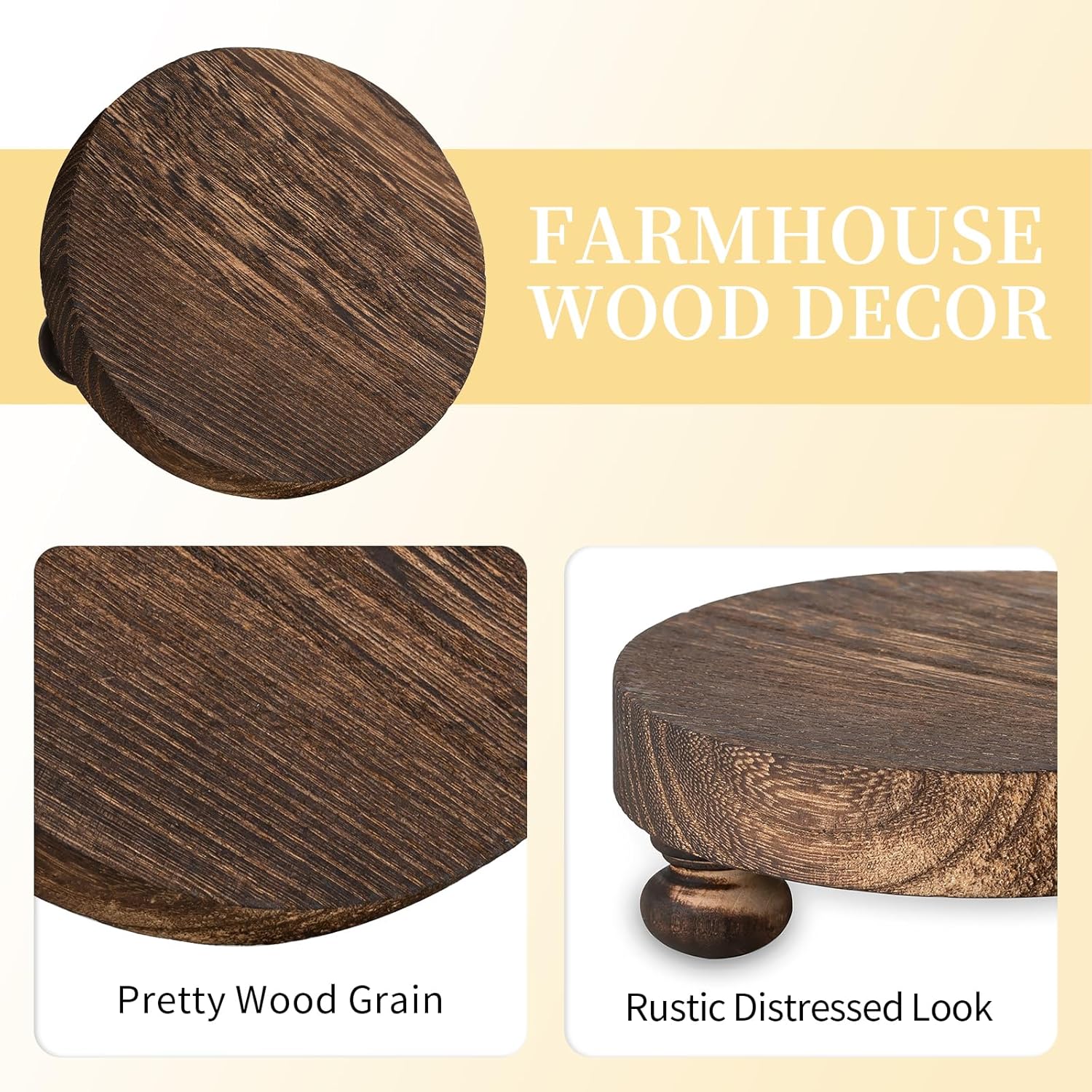 Romadedi Rustic Wood Display Risers - 2 pcs Farmhouse Decor