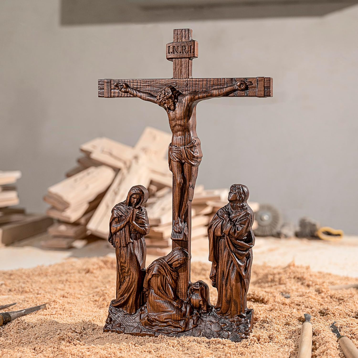 BGCOPPER Standing Crucifix Wall Cross 10 Inch