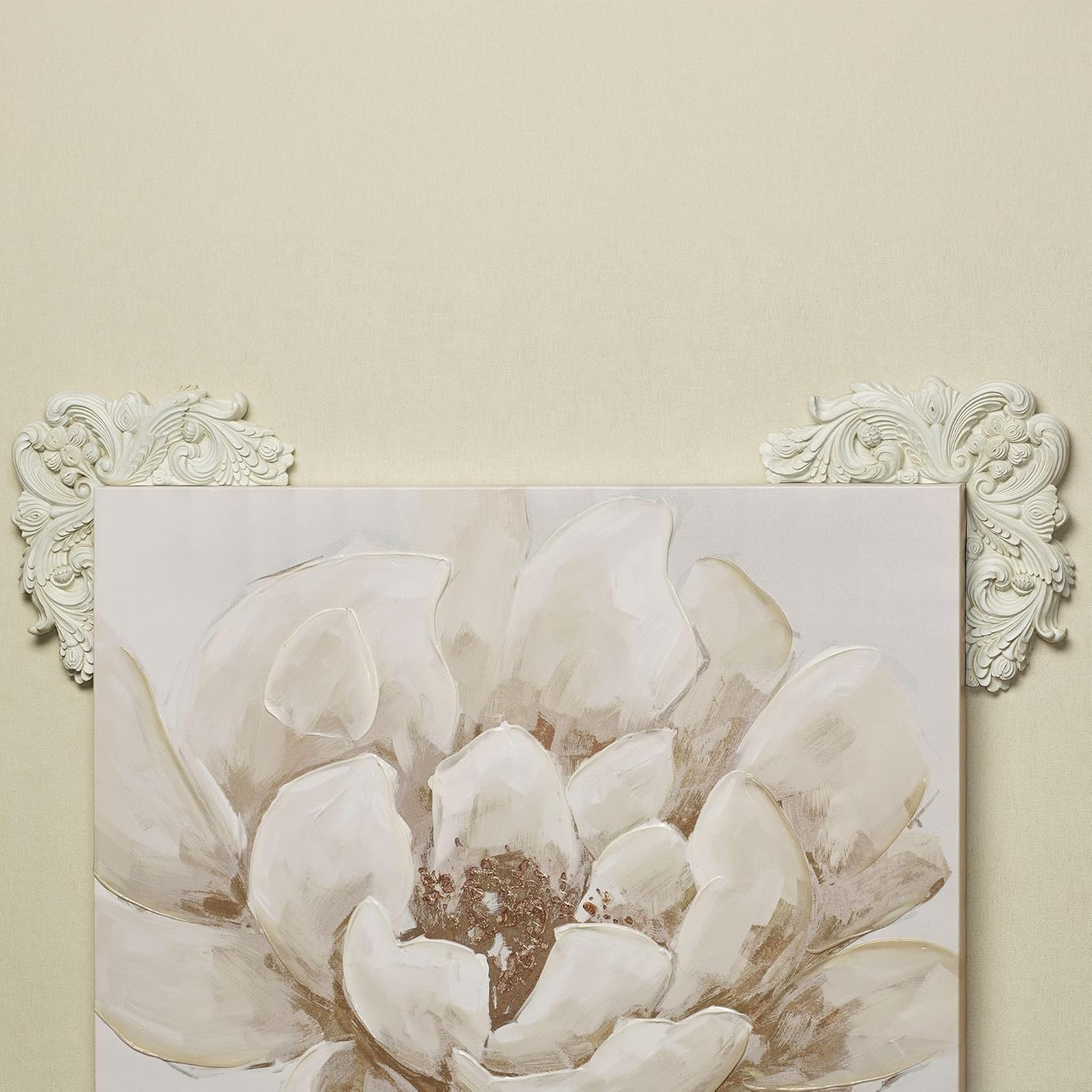 Touch of Class Acanthus Corner Wall Ornament Pair Ivory