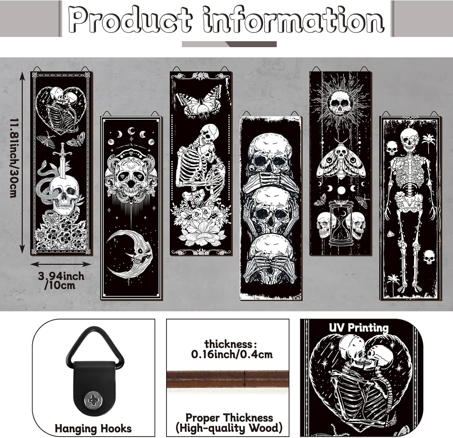 Sintuff 6 Piece Black Gothic Wall Decor Set