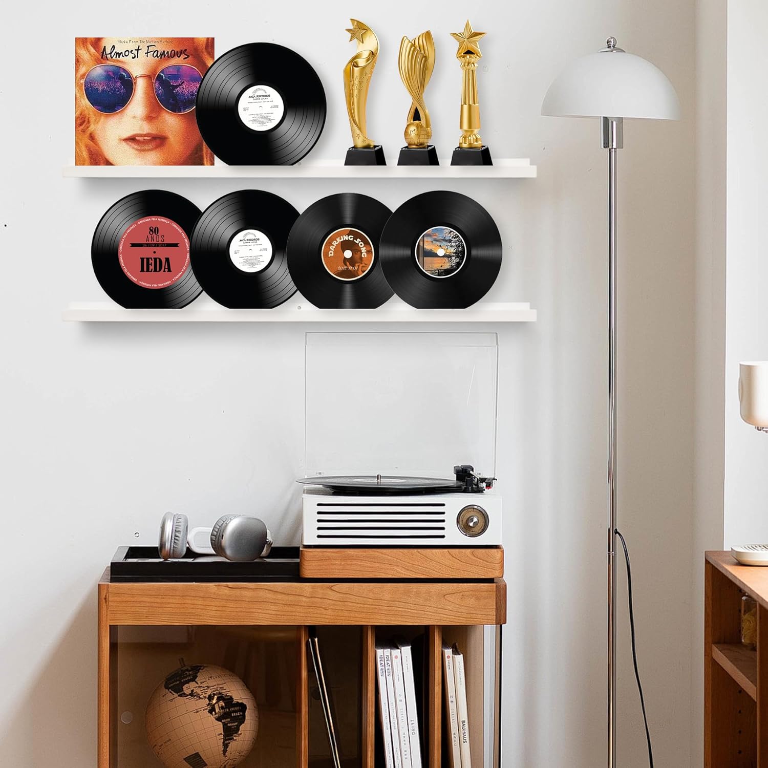 Rustic White Floating Shelves Set of 4 for Wall Display