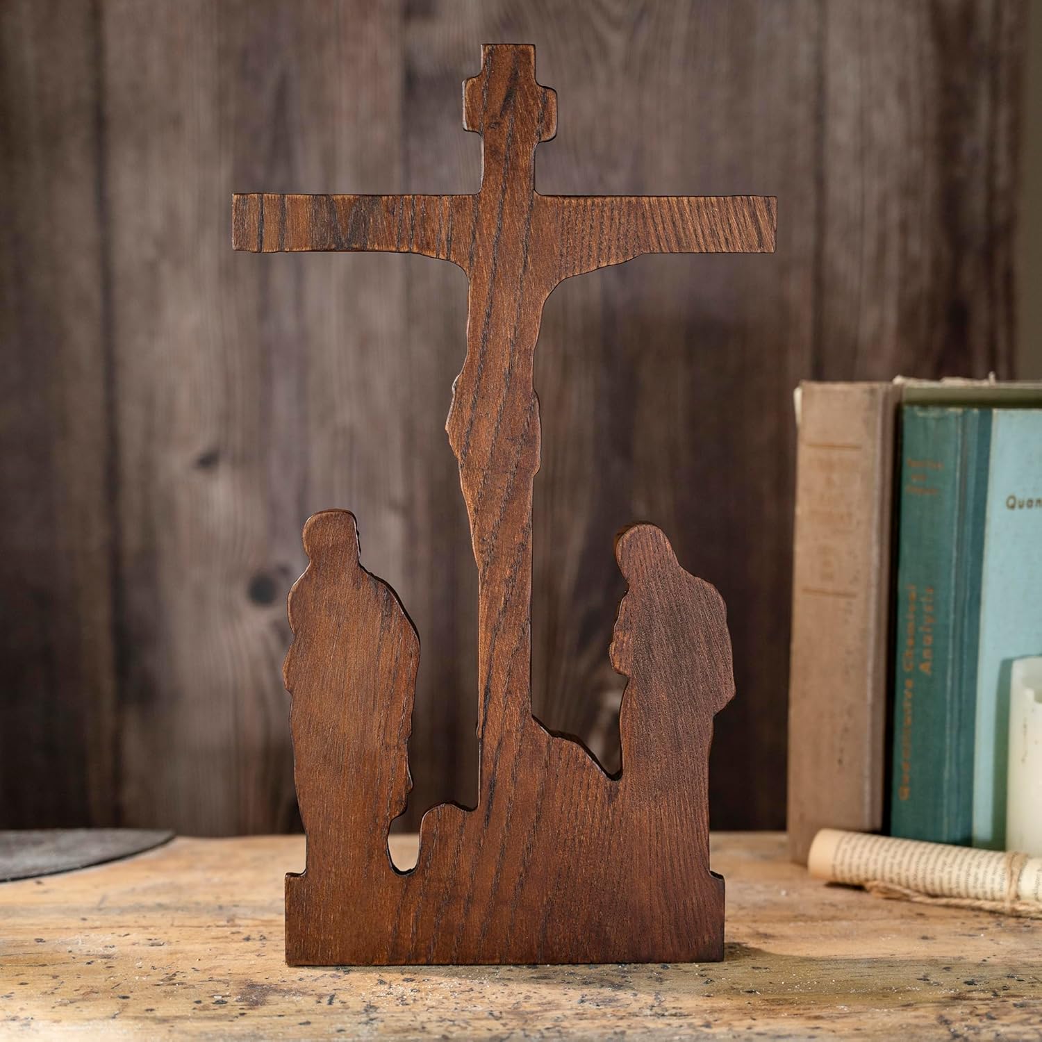 BGCOPPER Standing Crucifix Wall Cross 10 Inch