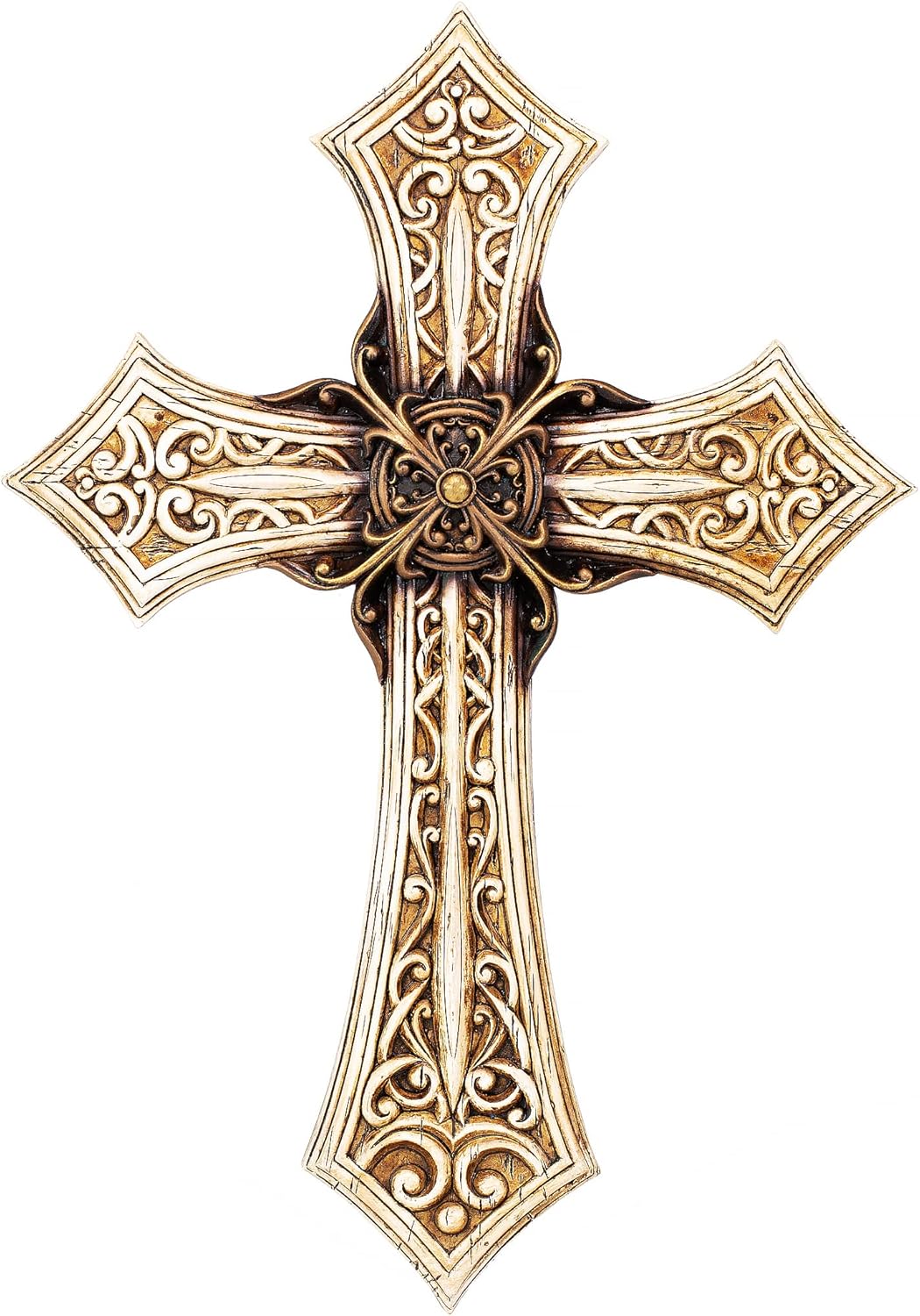 Eagrafts Rustic Layered Resin Wall Cross White