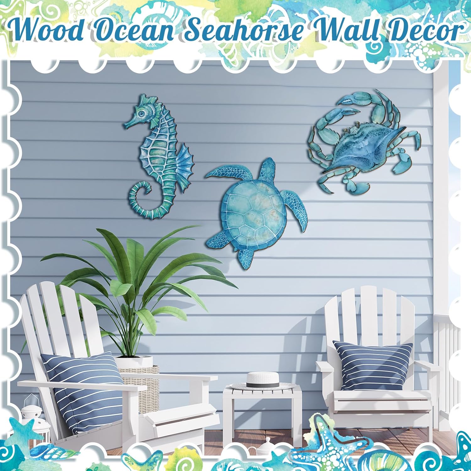 3 Pcs Ocean Style Wall Decor Sea Life Collection
