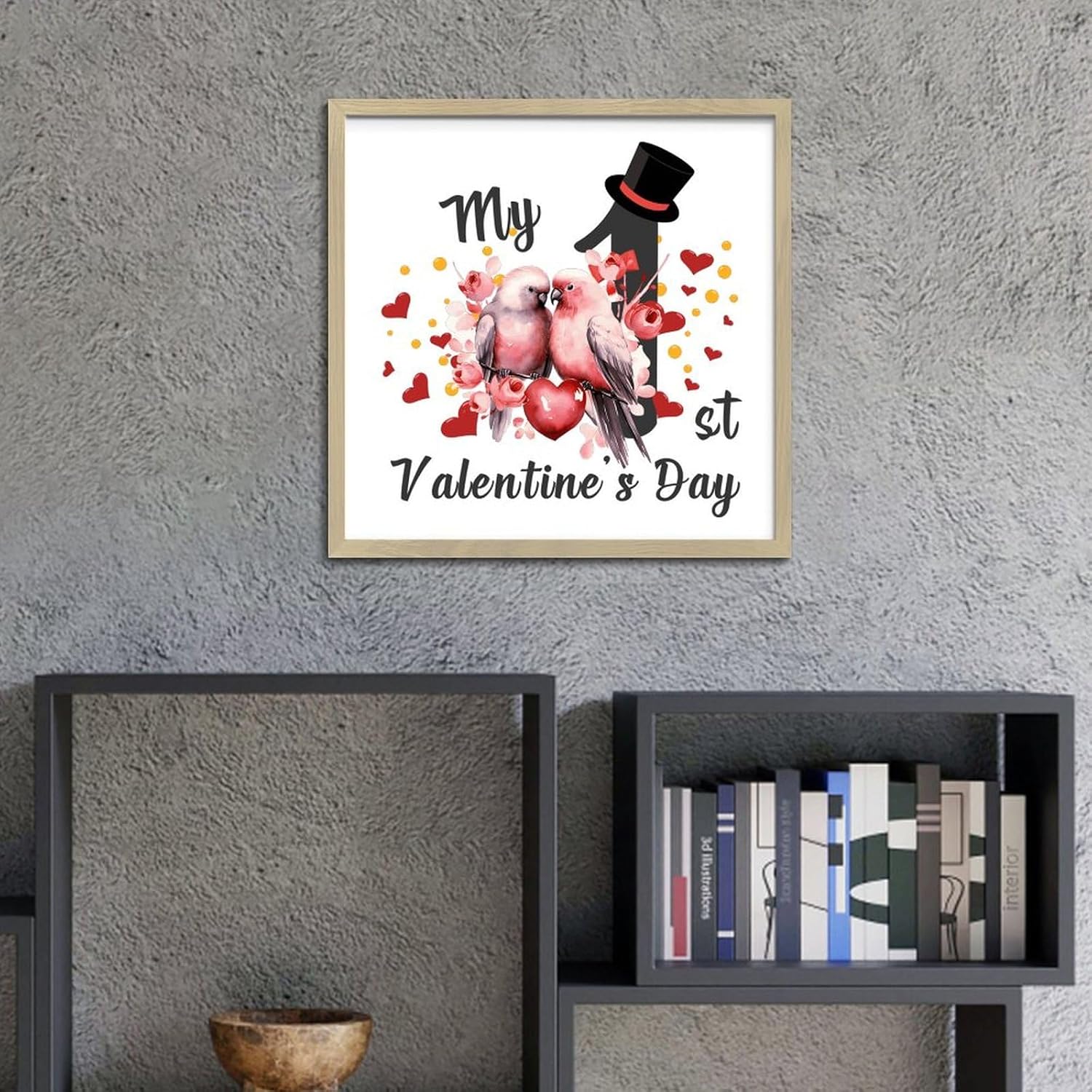 My 1st Valentines Day Birds Wall Decor Wood Sign