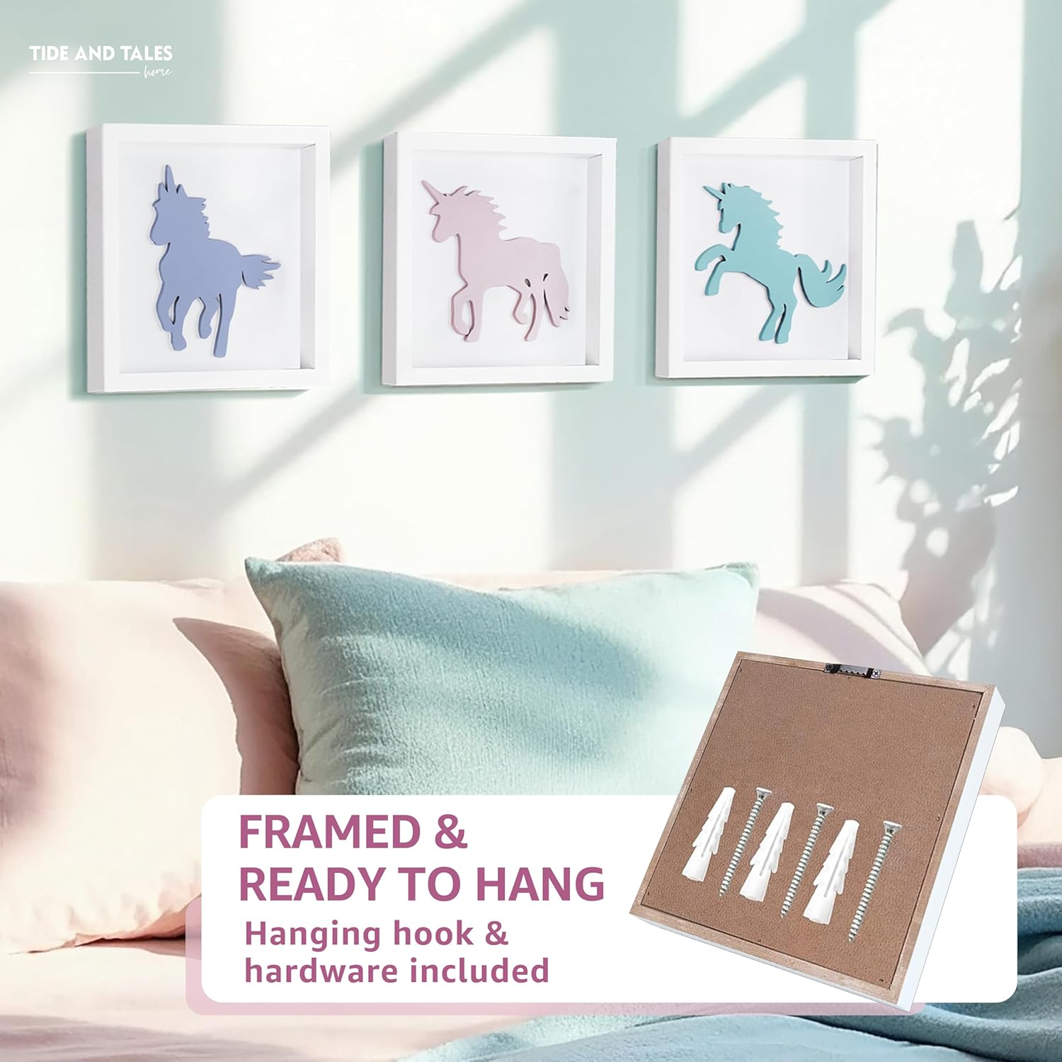 TideAndTales Unicorn Wall Decor Set of 3