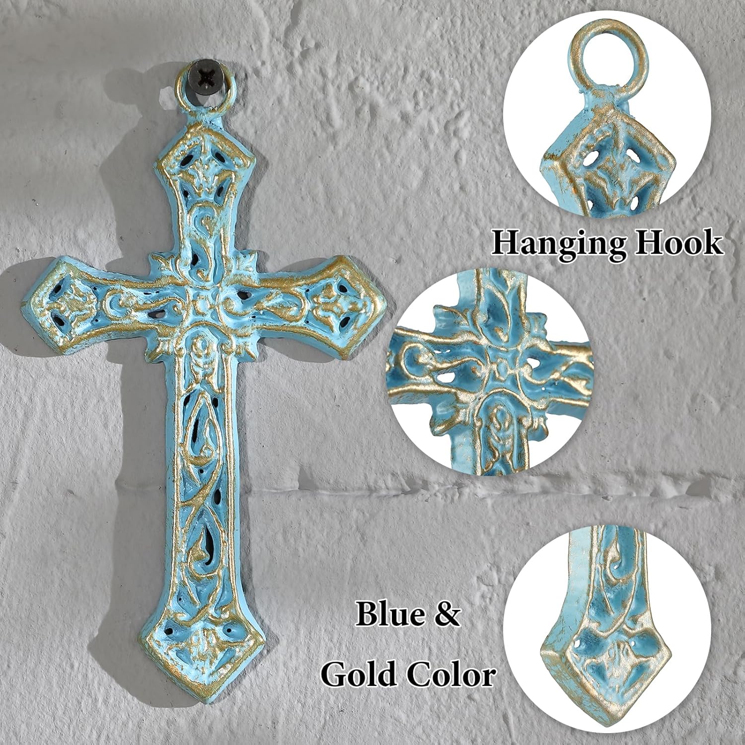 3 Pcs Cast Iron Crosses Wall Decor Set