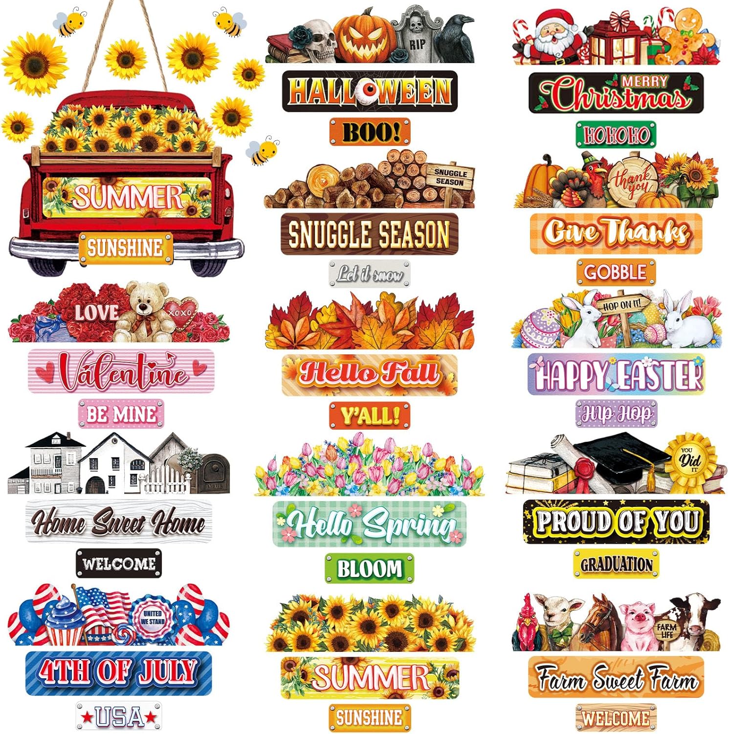 Suzile 43 Pcs Interchangeable Welcome Sign for Front Door