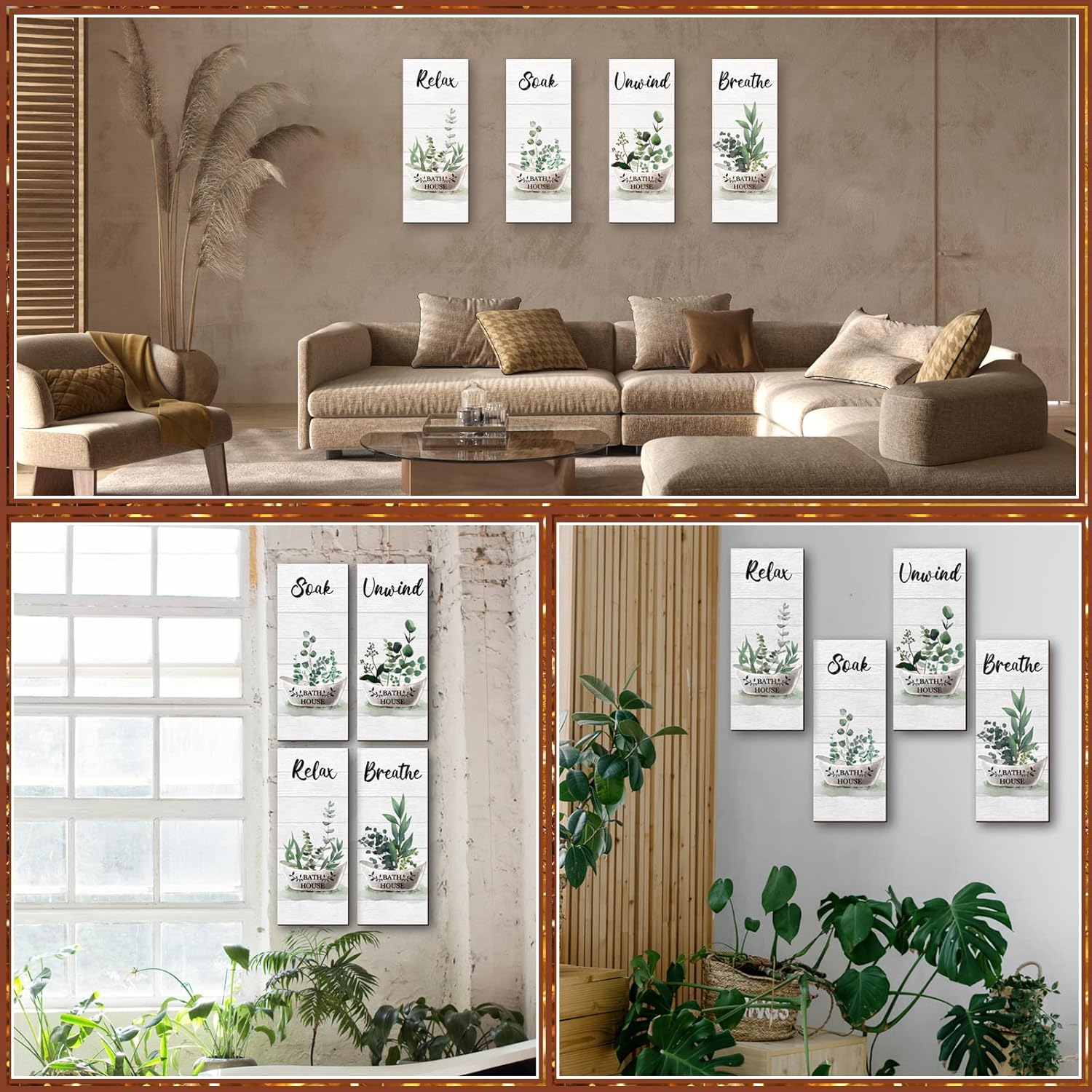 Tatuo 4 Piece Green Bathroom Wall Decor Signs