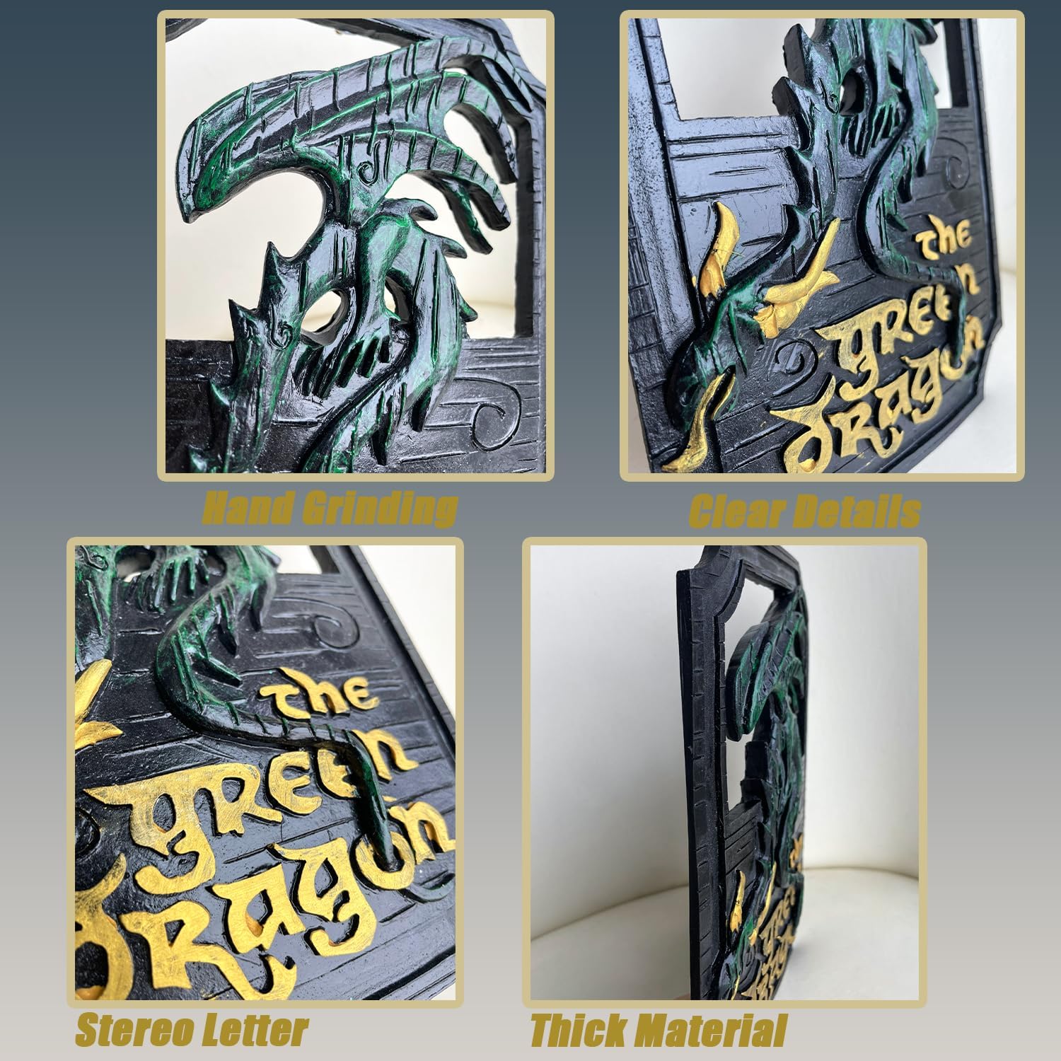 Kiswiar Green Dragon Wall Art Decor Sign