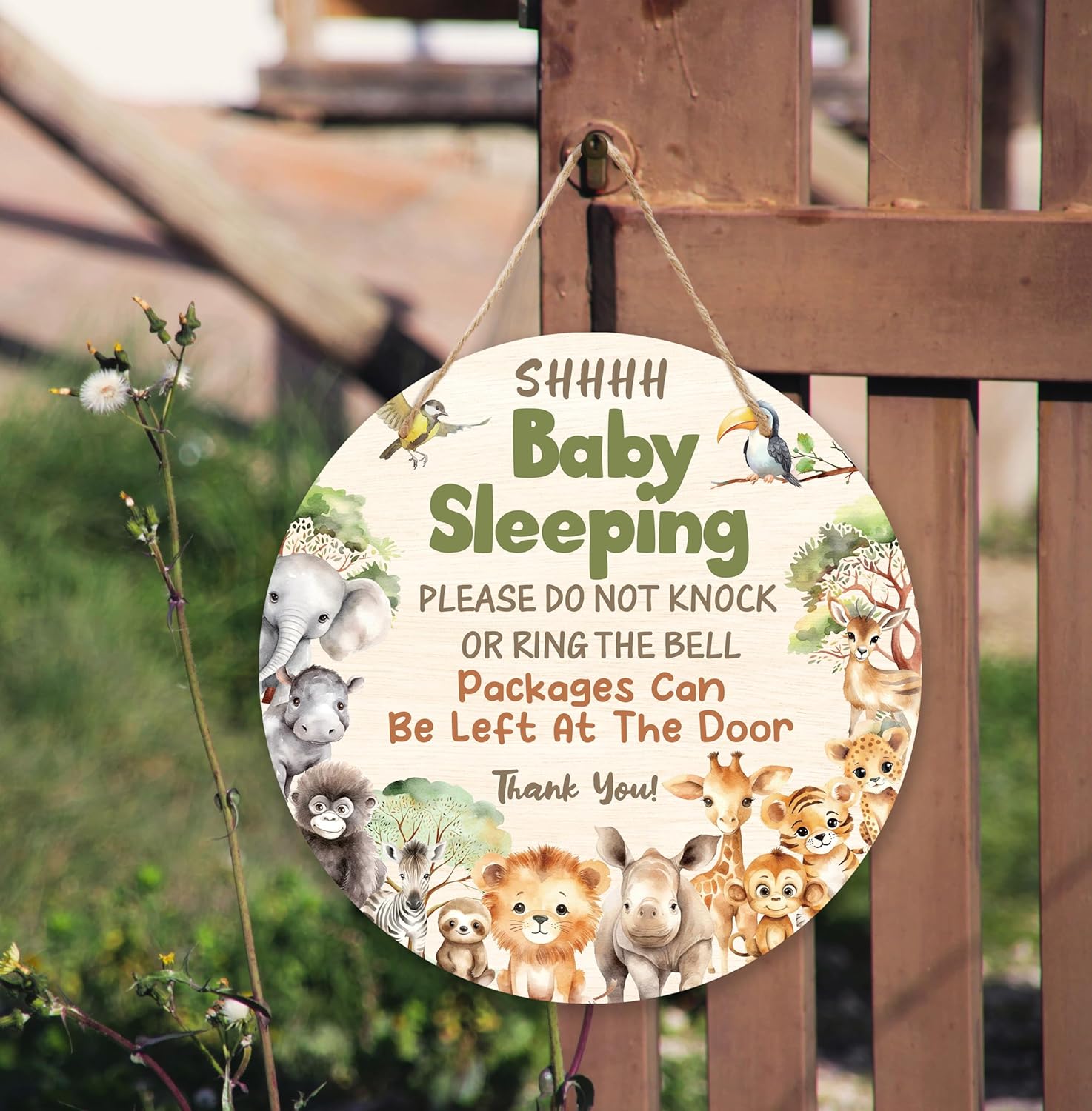 Safari Jungle Shhh Baby Sleeping Door Sign