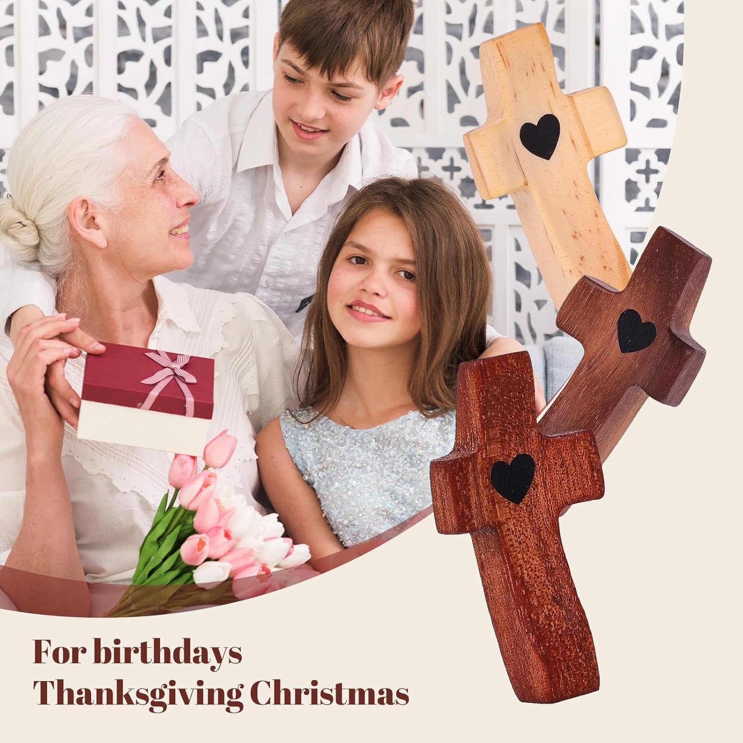 Xpokcai Handmade Wooden Cross My Heart Fidget Toy