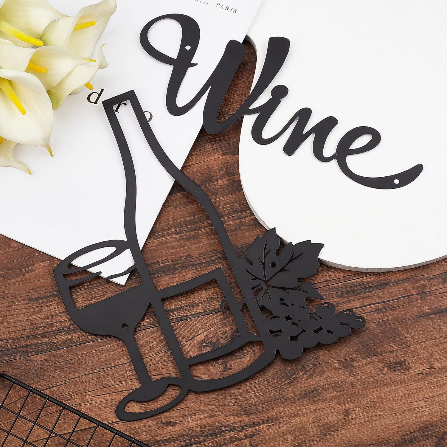 CREATCABIN 1 Set Wine Metal Wall Decor Sculptures
