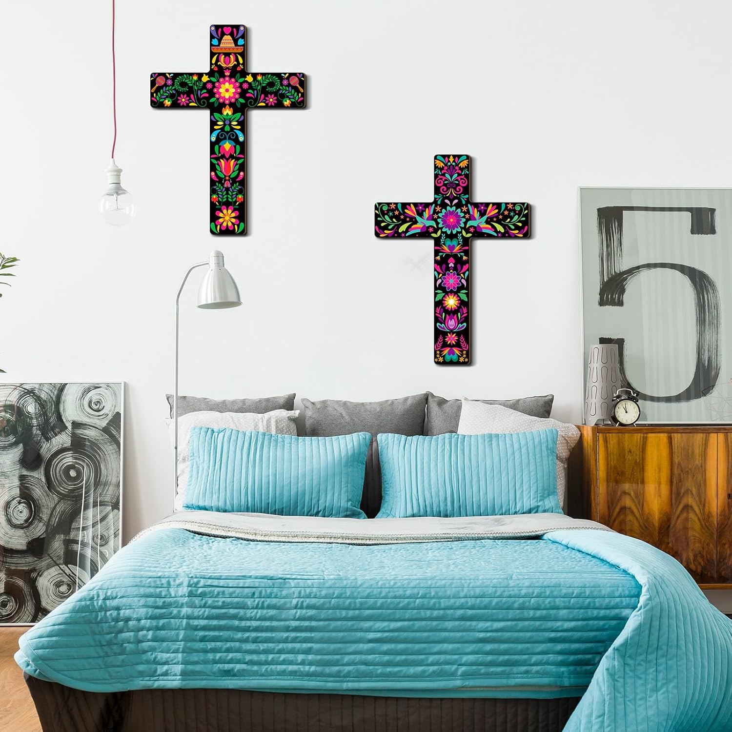 Pinkunn 2 Pcs Mexican Cross Wall Decor Decorations