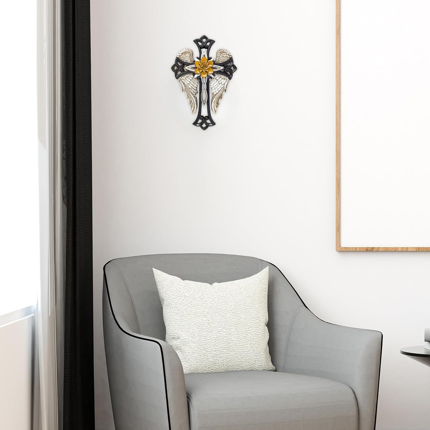Angel Wings Cross with Flower - Decorative Wall Cross