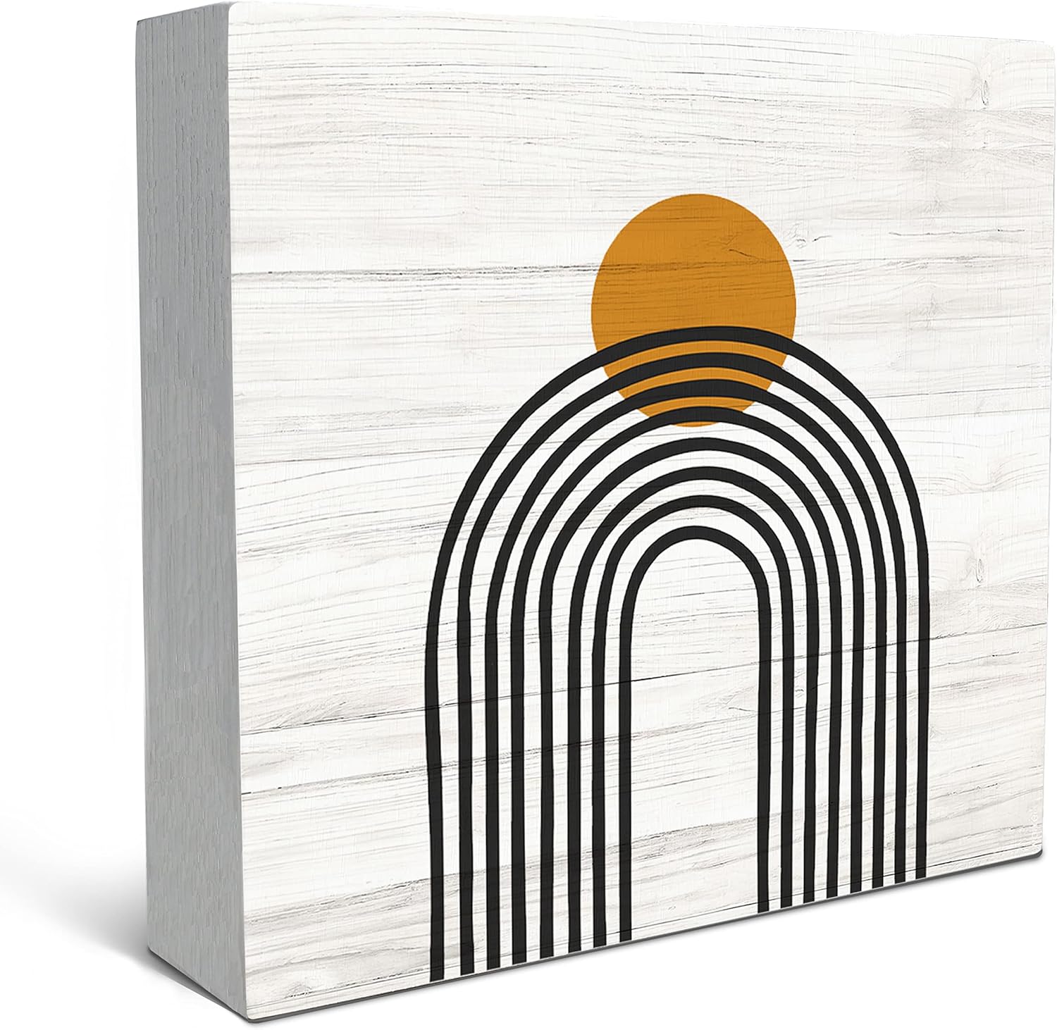 Boho Rainbow Abstract Geometric Wood Box Sign Desk Decor