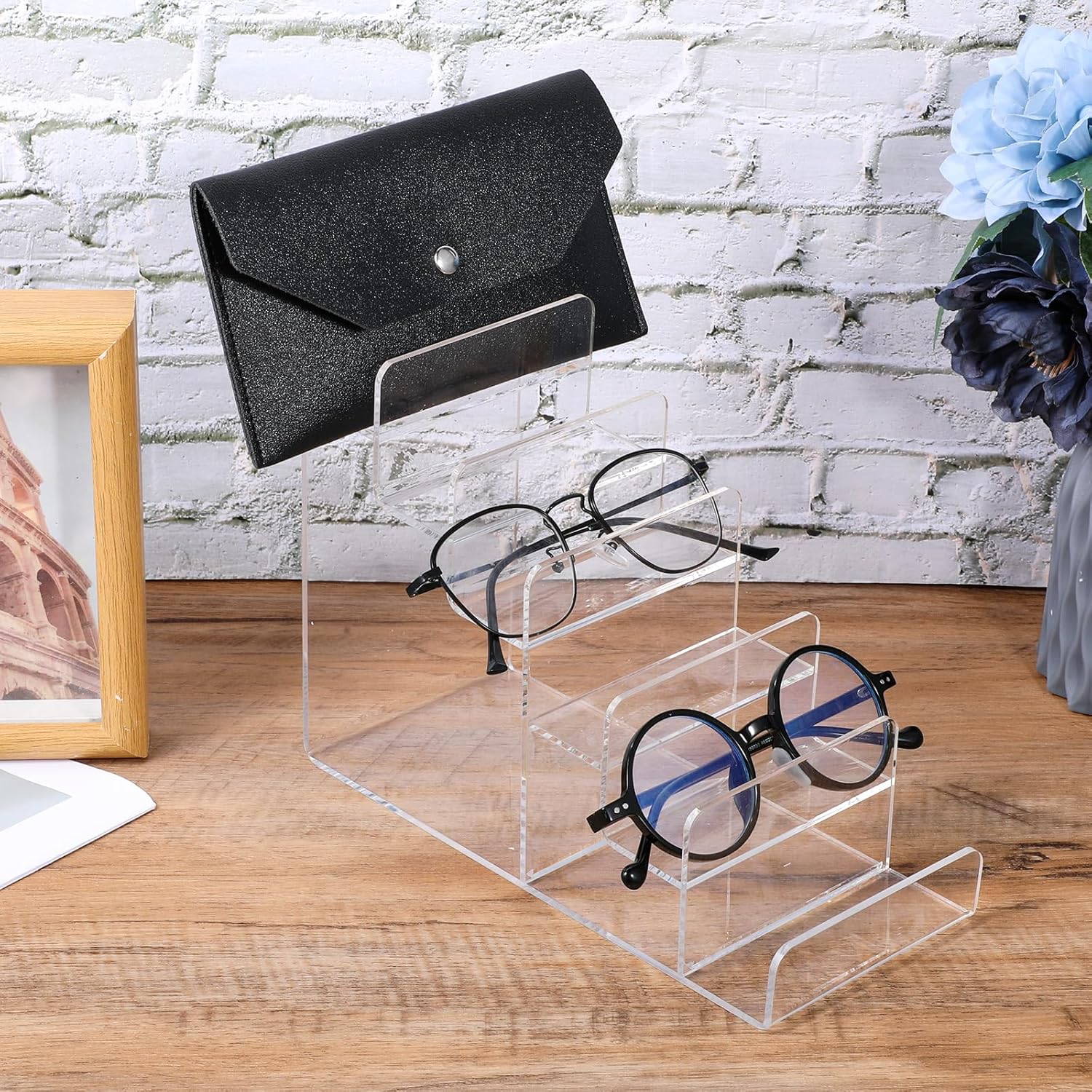 6 Tier Wallet Display Stand with Clear Acrylic Base