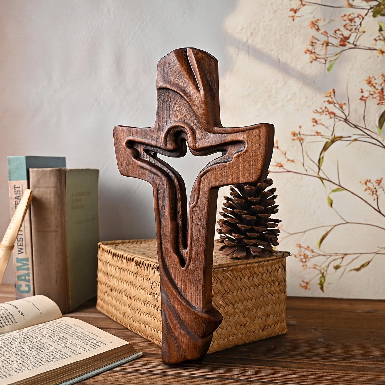 BGCOPPER Wooden Cross Wall Decor 14 Inch