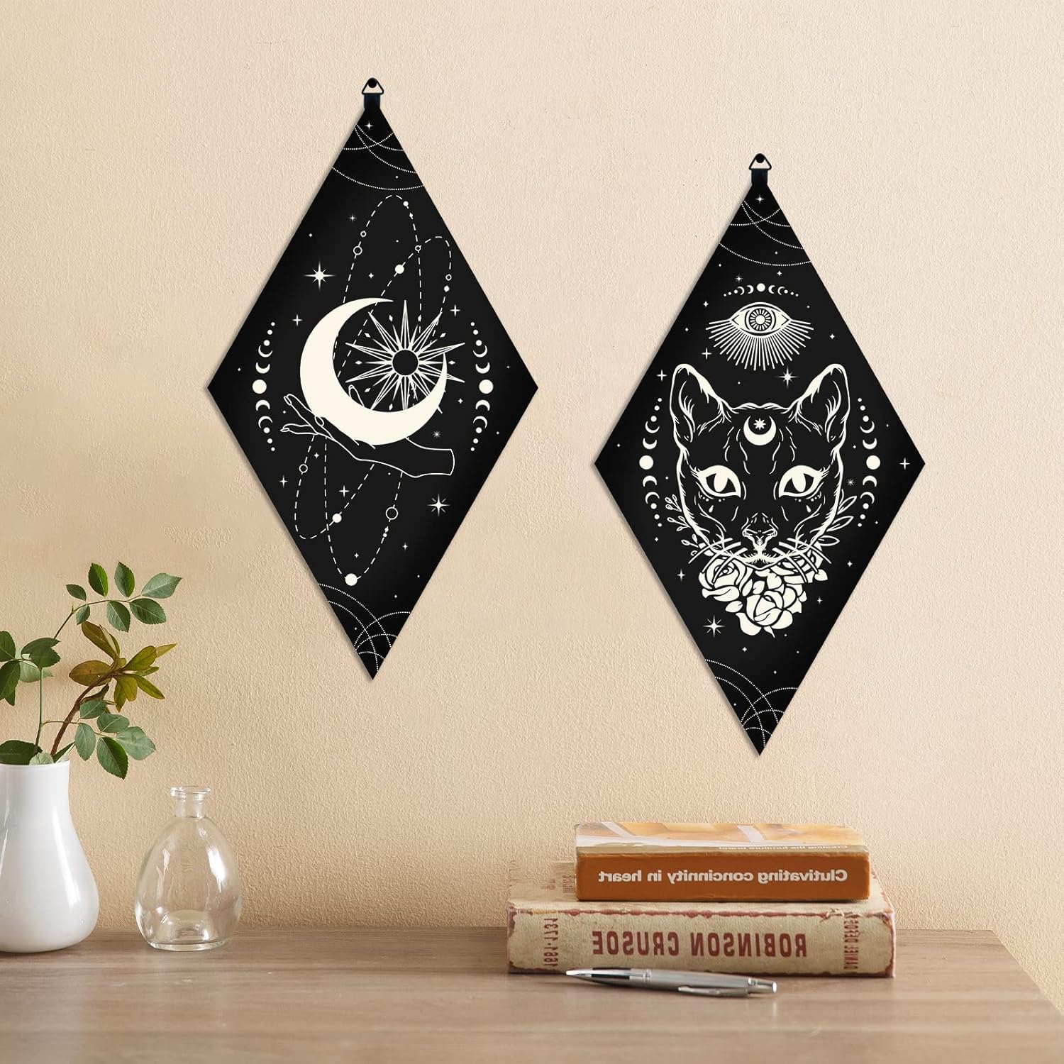 CRASPIRE 3pcs Boho Wall Decorations Wood Signs