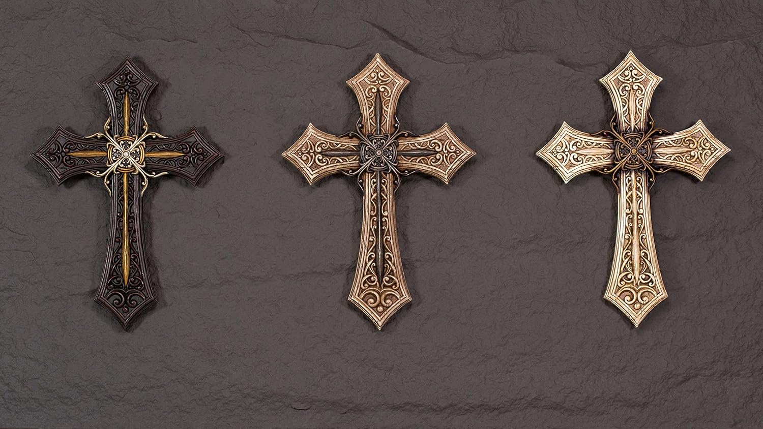 Eagrafts Rustic Layered Resin Wall Cross White
