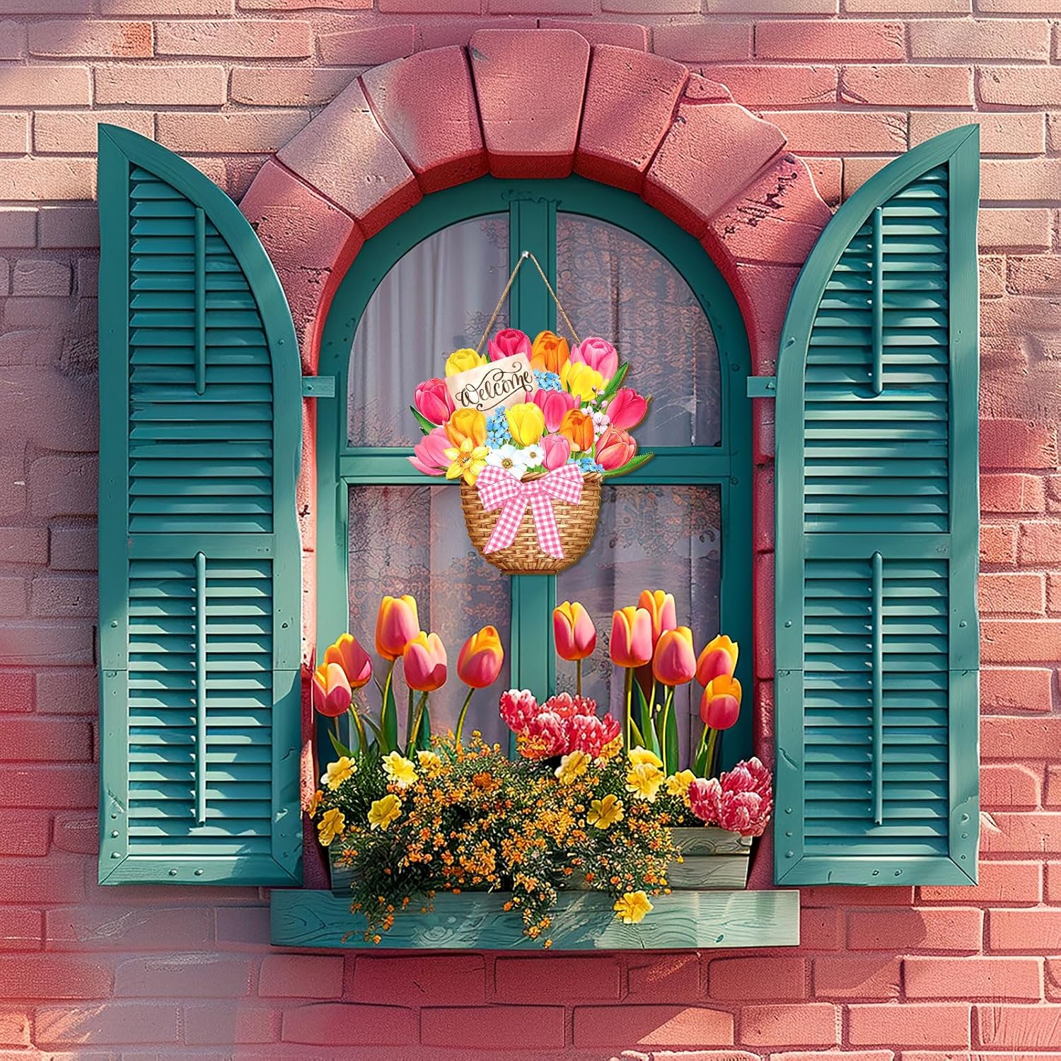 Spring Welcome Door Sign Wooden Hanging Decor
