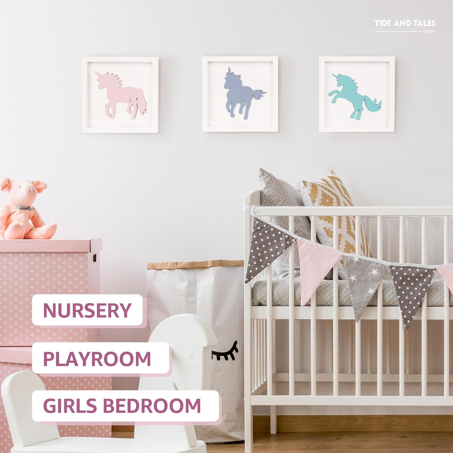 TideAndTales Unicorn Wall Decor Set of 3