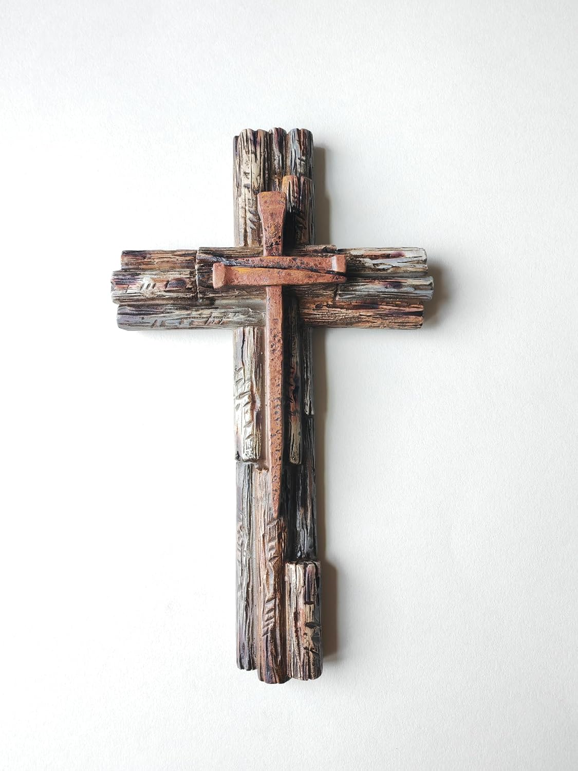 Eagrafts Rustic Layered Wood Resin Wall Cross