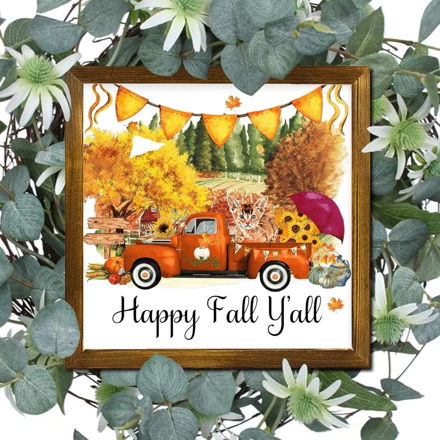 Happy Fall Yall Farm Pumpkin Orange Wall Sign