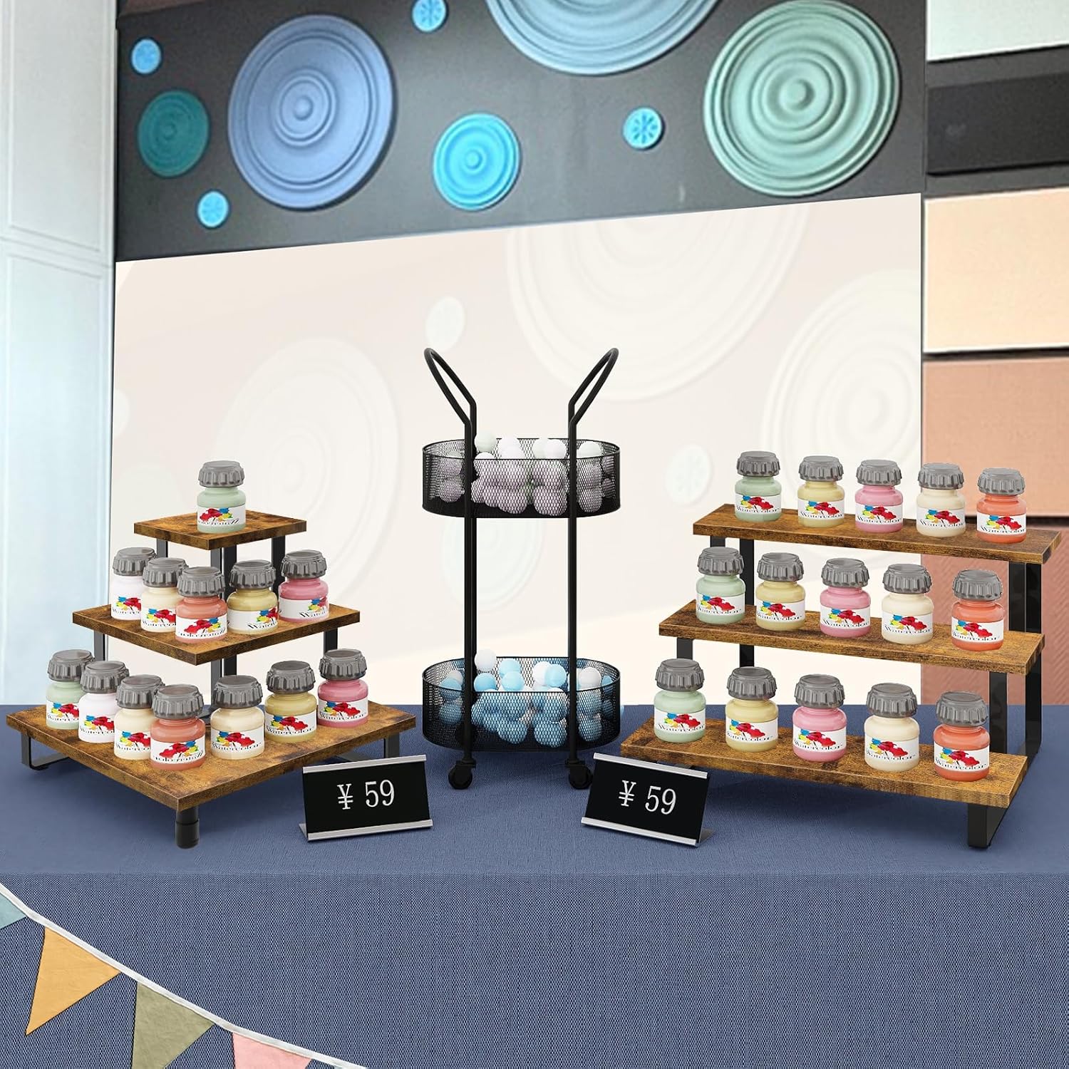 ELITEROO 3 Tier Wooden Display Riser Stand for Vendors