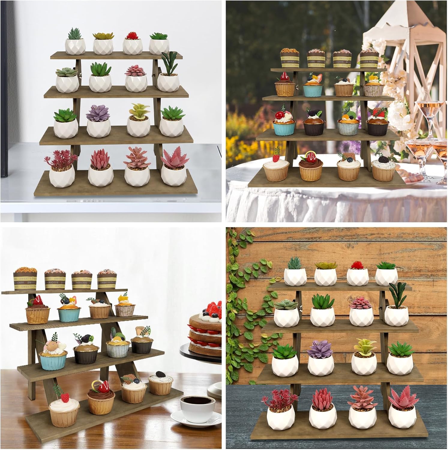 ZYP 4 Tier Wood Cupcake Display Stand