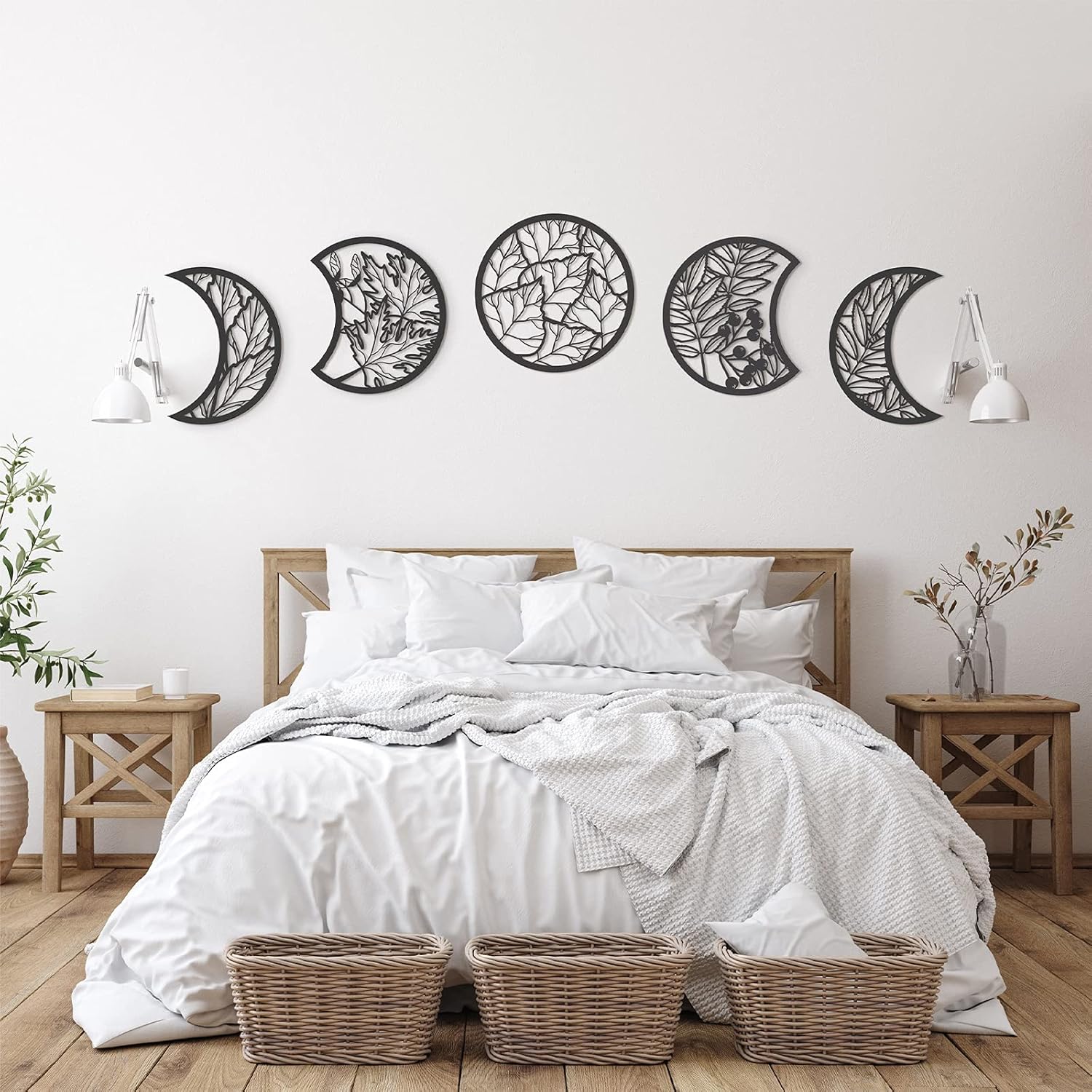 Jetec 5 Pcs Moon Phase Wall Art Decor