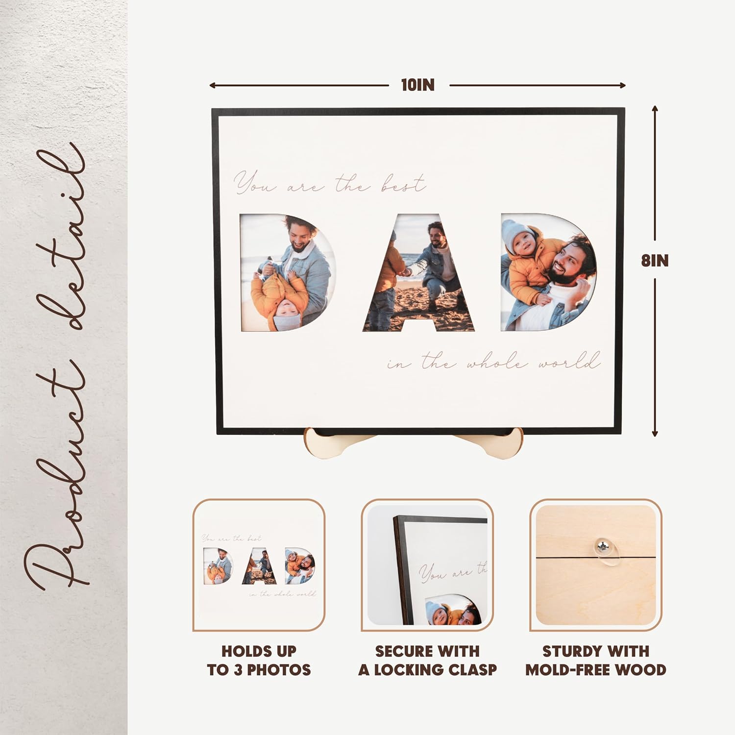 Creative DAD Letter Photo Frame With 3 Slots