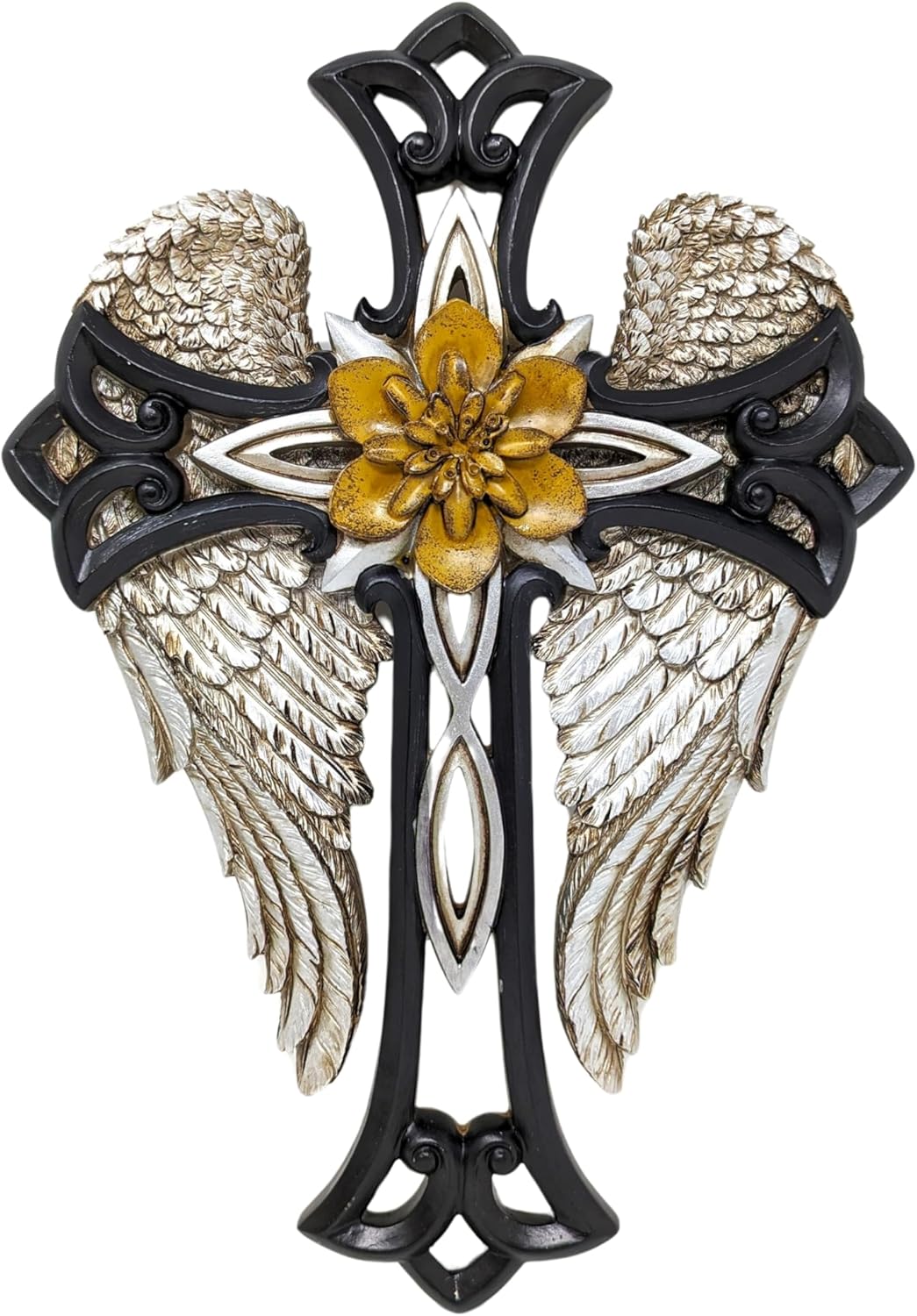 Angel Wings Cross with Flower - Decorative Wall Cross