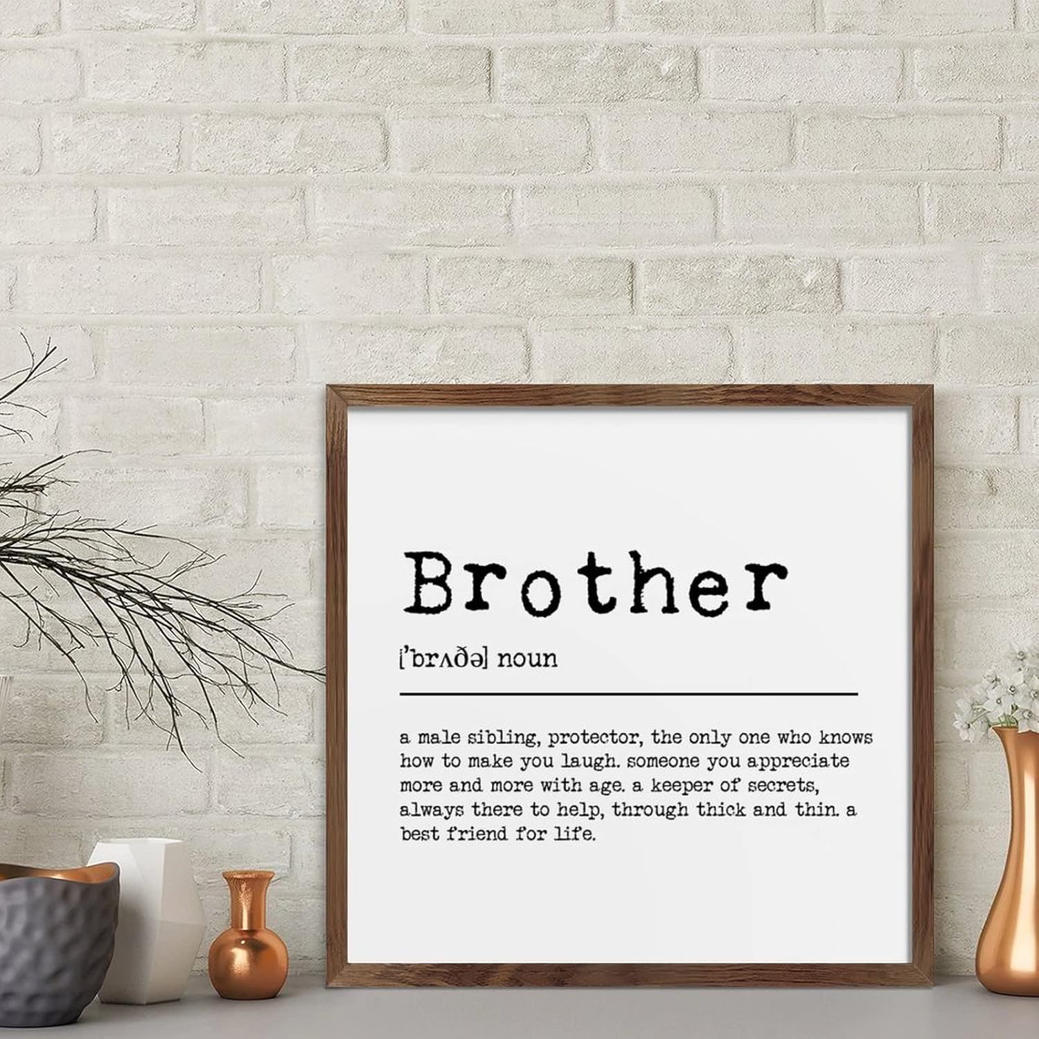 Brother Word Definition Meaning Wood Framed Wall Art