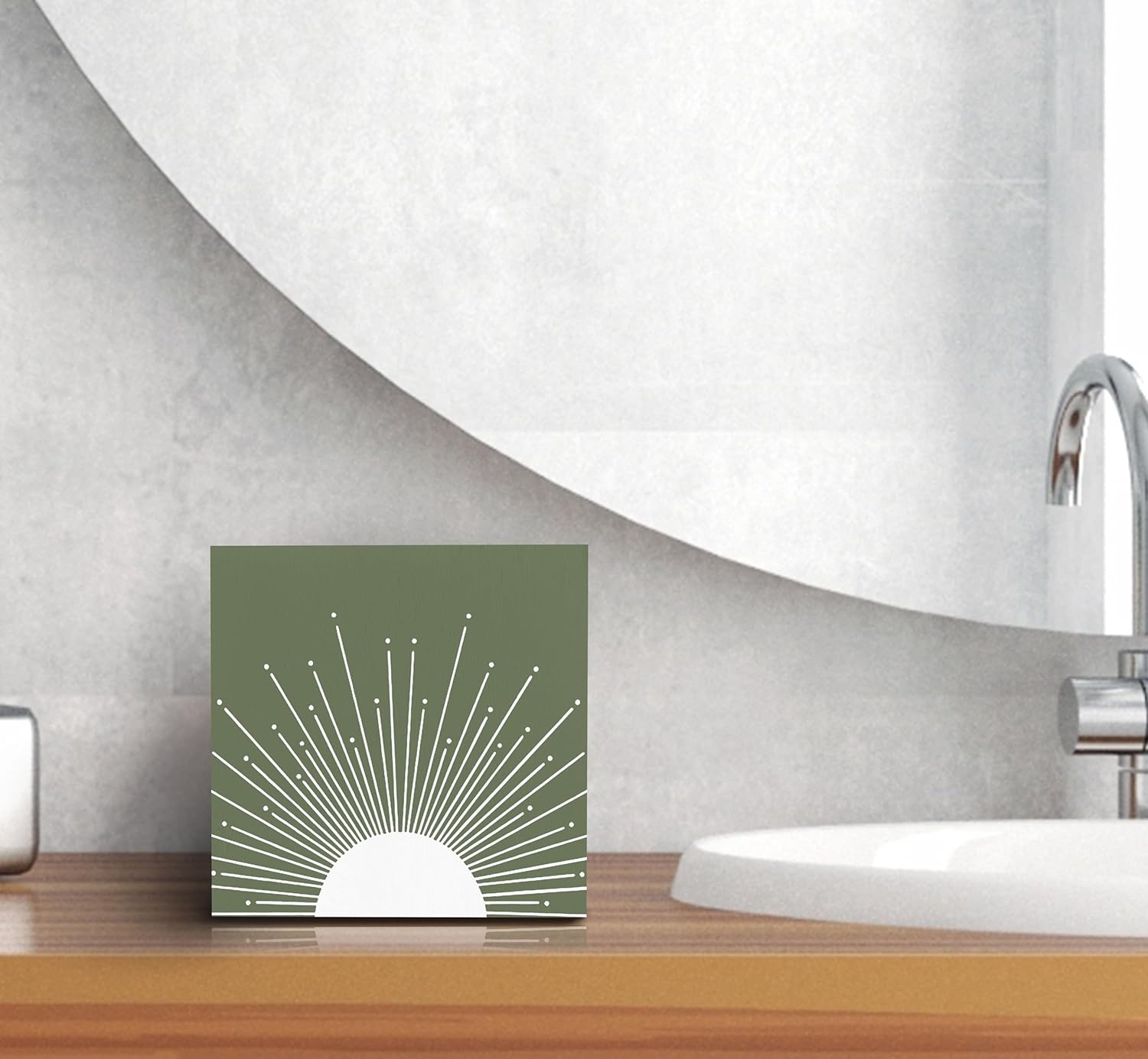 SRADMO Abstract Boho Green Wood Box Sign Decor 1