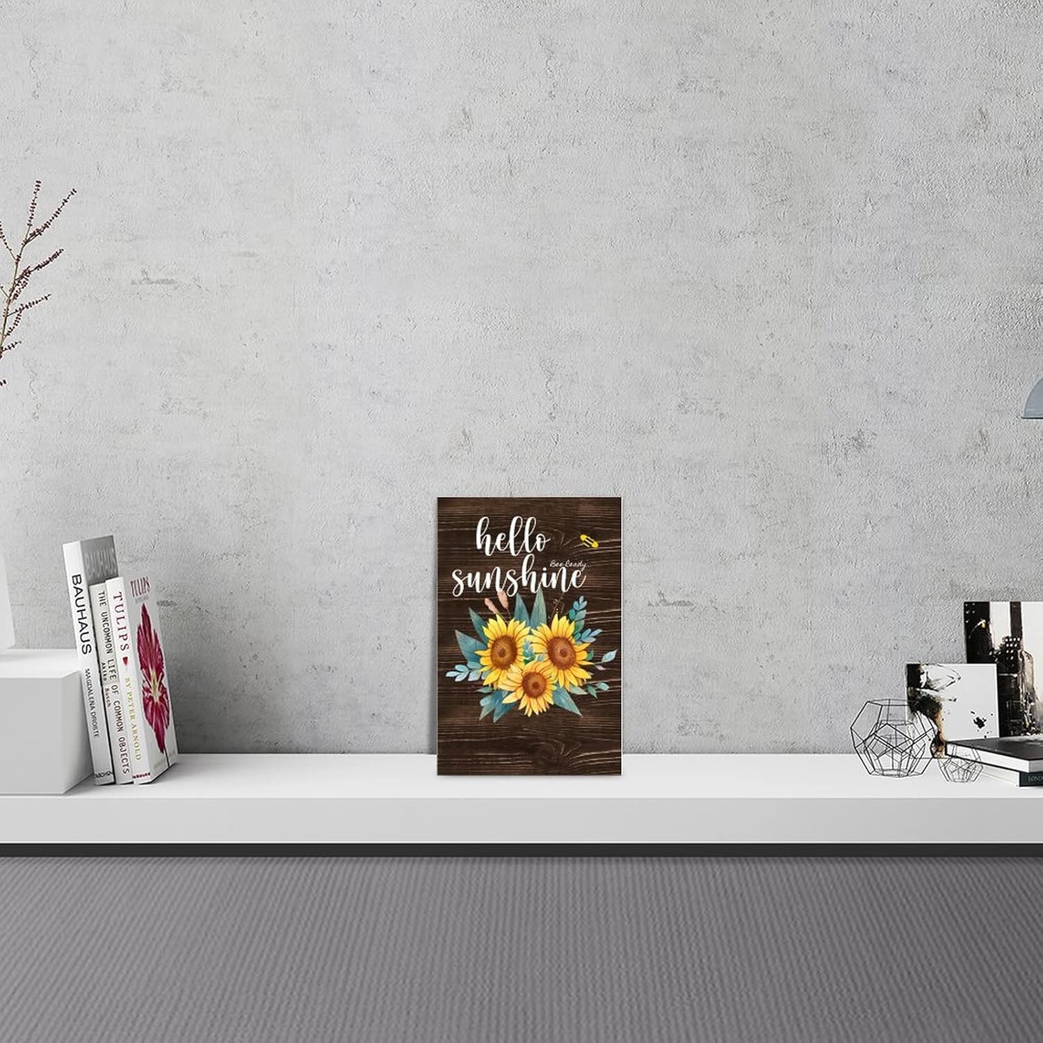 Hello Sunshine Sunflower Wall Decor Wooden Sign 8x12 Inch