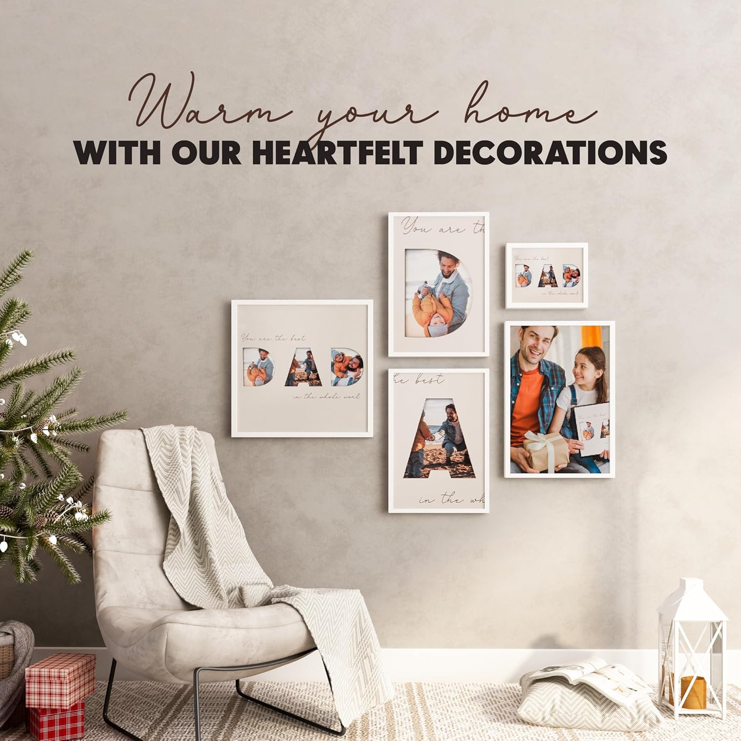 Creative DAD Letter Photo Frame With 3 Slots