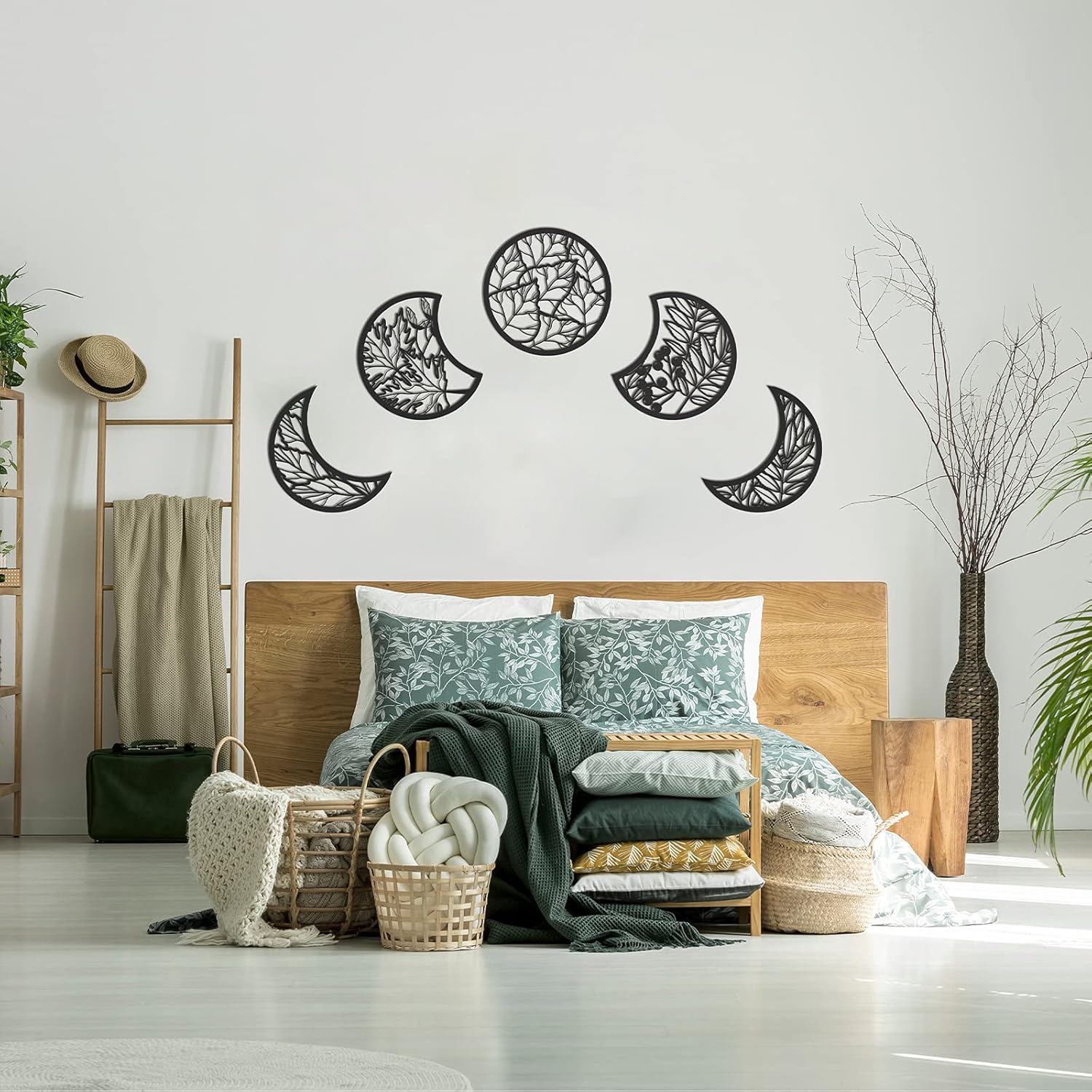 Jetec 5 Pcs Moon Phase Wall Art Decor