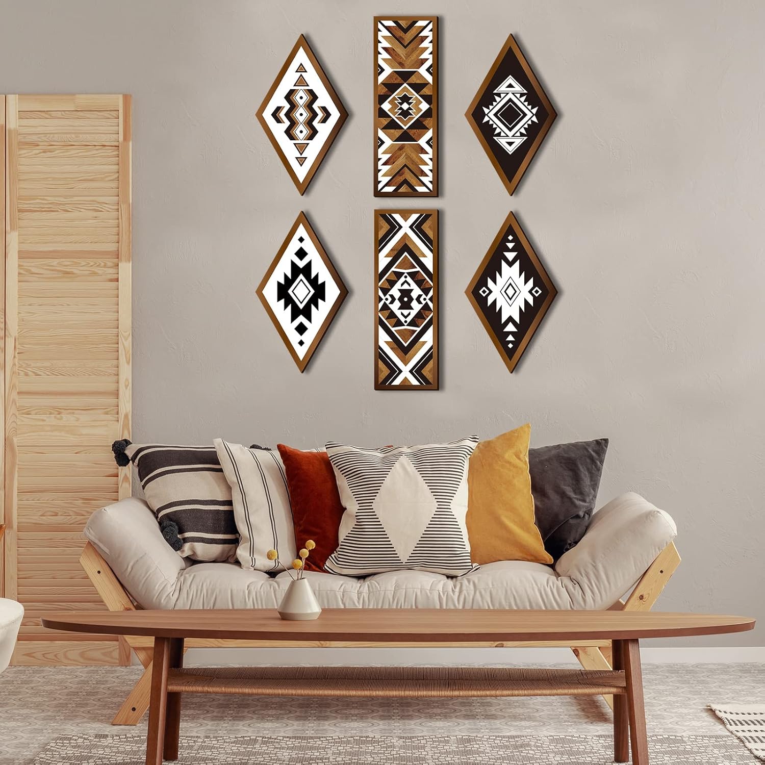 Tatuo 6 Pcs Abstract Art Wall Decor Wooden Frames