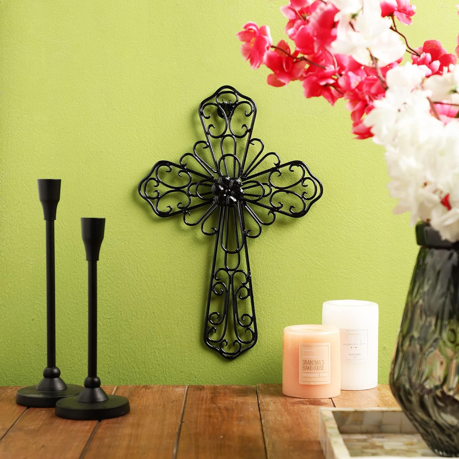 RELY Black Wall Cross 14x10 Inch Metal Decor 1