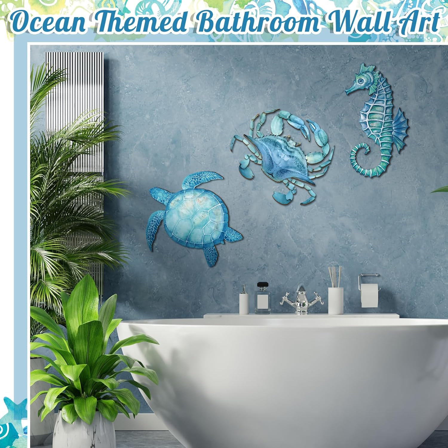 3 Pcs Ocean Style Wall Decor Sea Life Collection