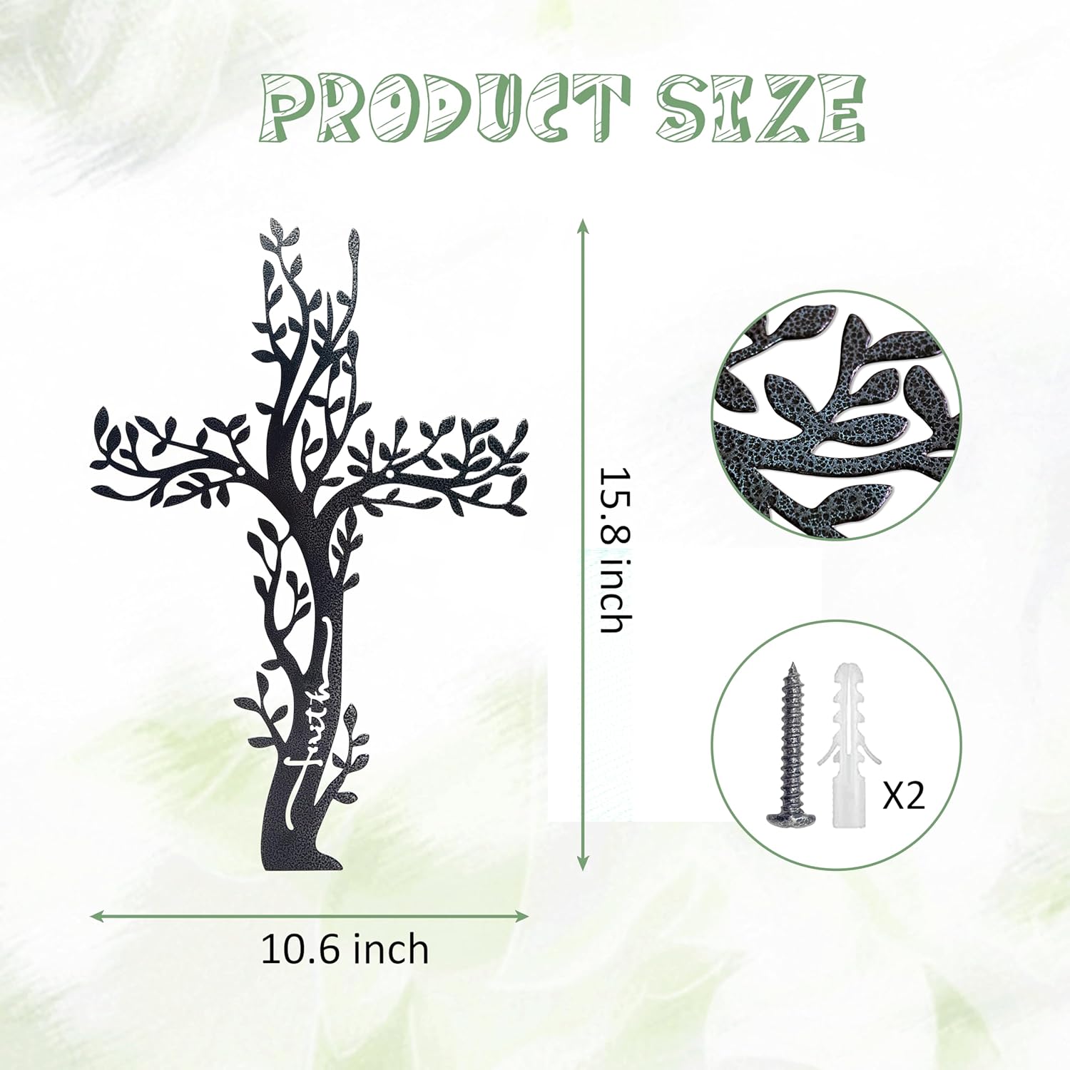 Ecqizer Unique Tree of Life Wall Cross 16-11 Inch Black