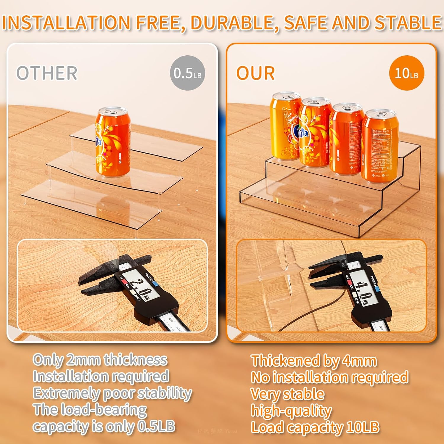 Yieach 3 Tier Acrylic Display Stand 2PCS