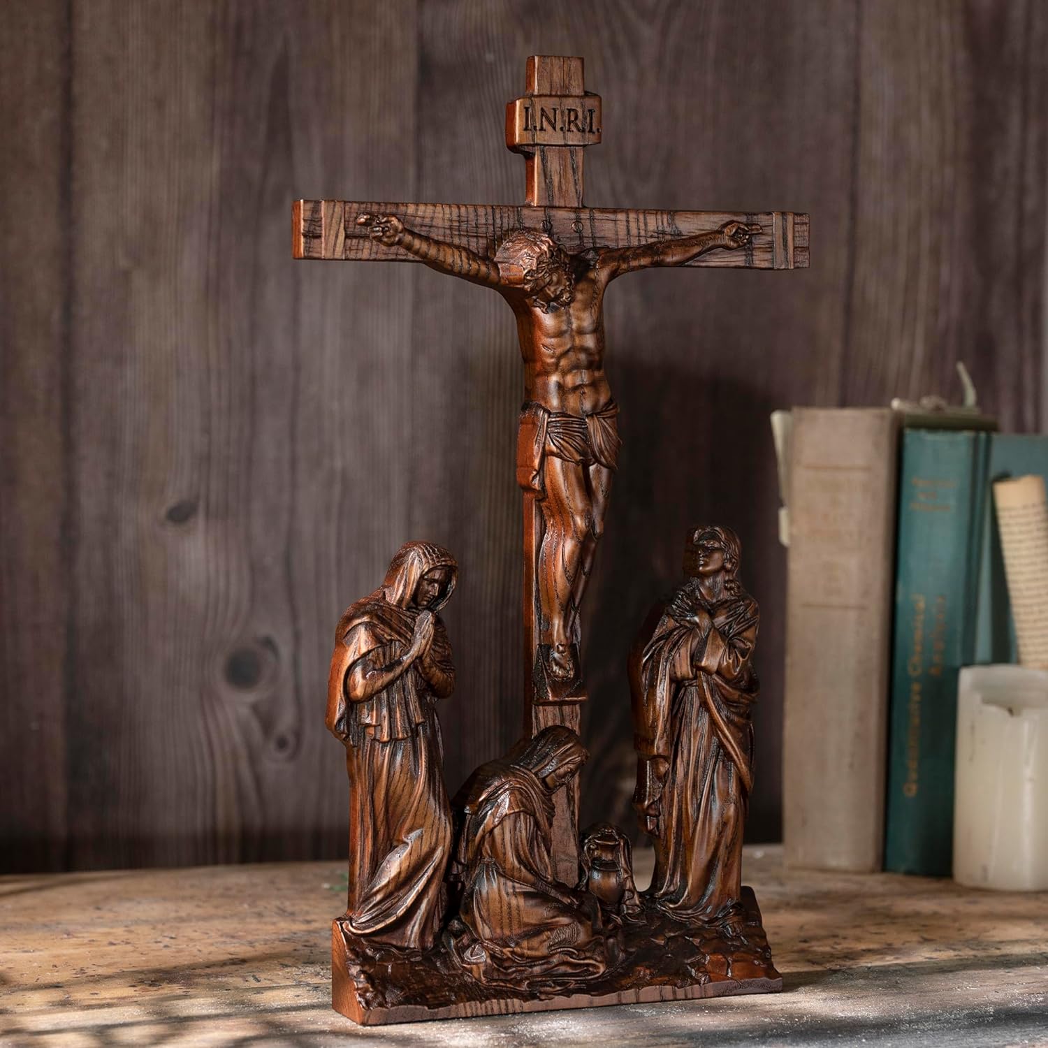 BGCOPPER Standing Crucifix Wall Cross 10 Inch