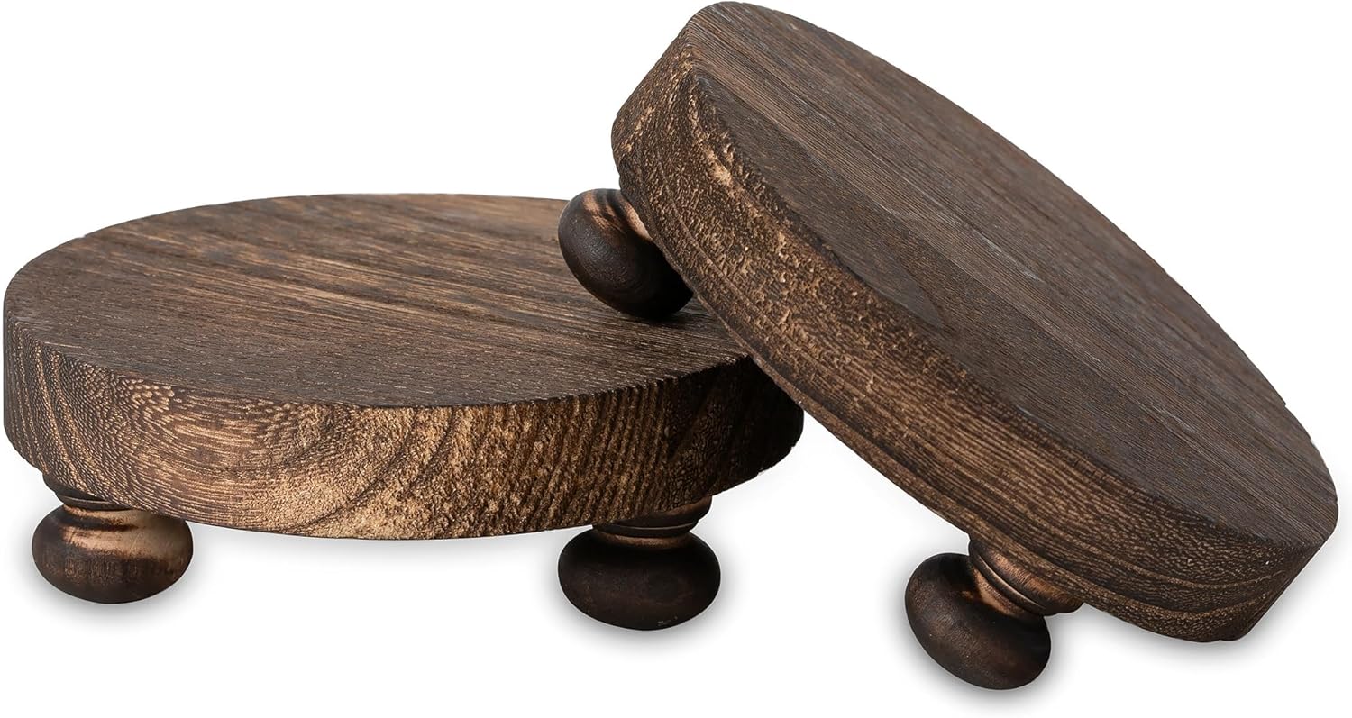 Romadedi Rustic Wood Display Risers - 2 pcs Farmhouse Decor
