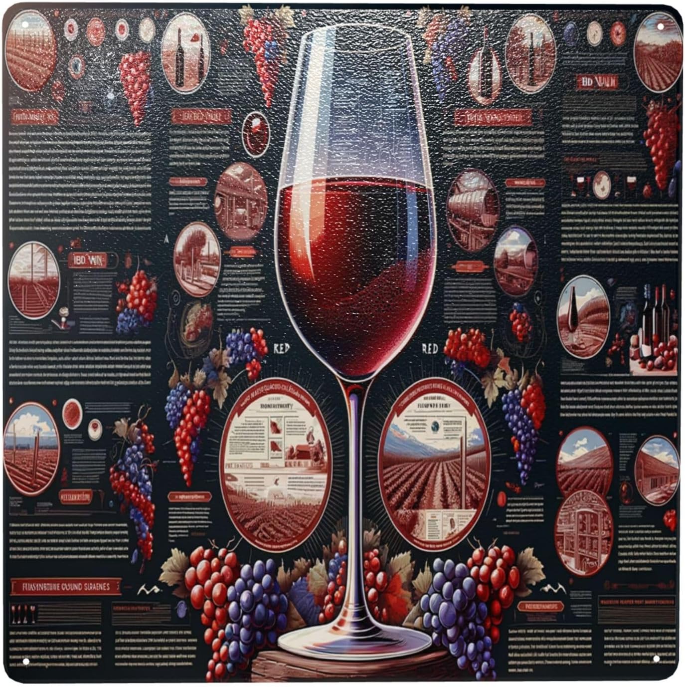 Sommelier S Choice Red Wine Guide Metal Tin Sign Wall Art 8x8inch