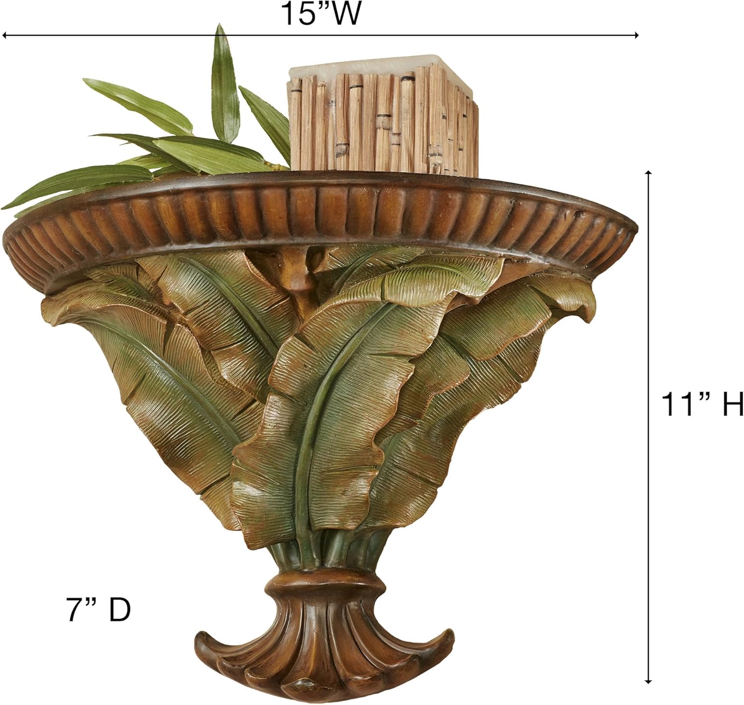 Touch of Class Bamboo Tropics Wall Shelf - Brown Green Russet