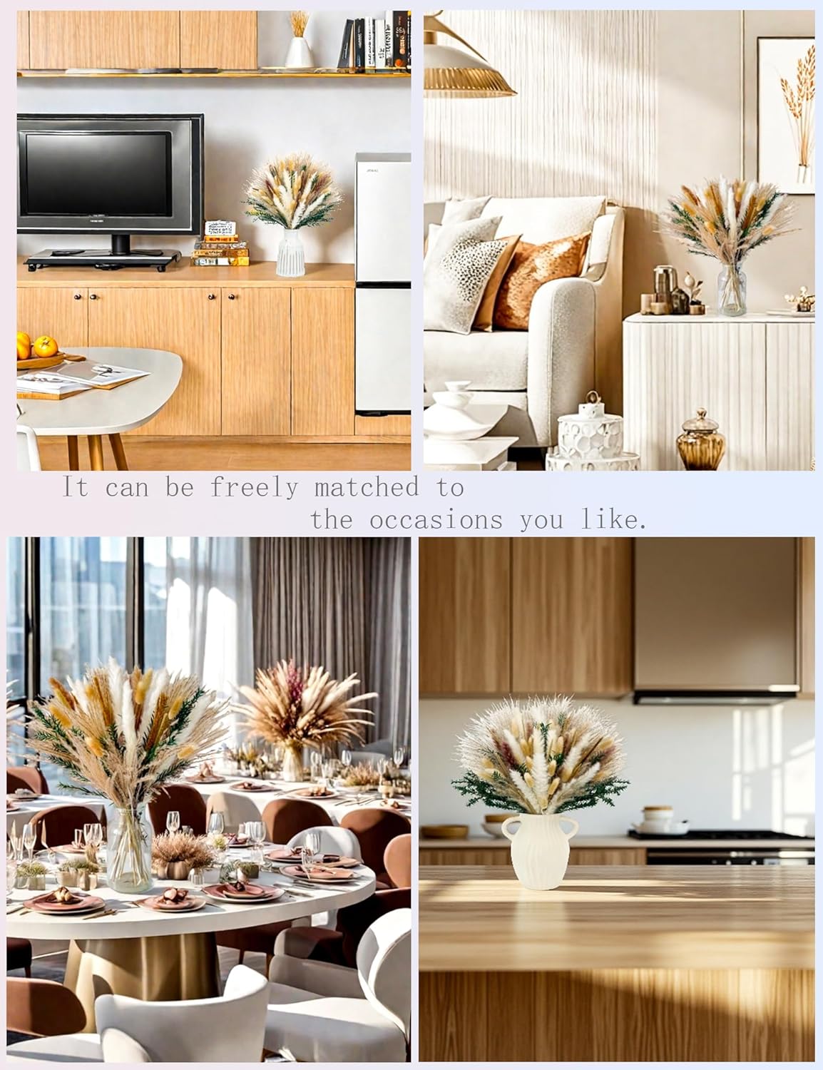 Dried Pampas Grass Bouquet 100 Stems Bohemian Decor Accent