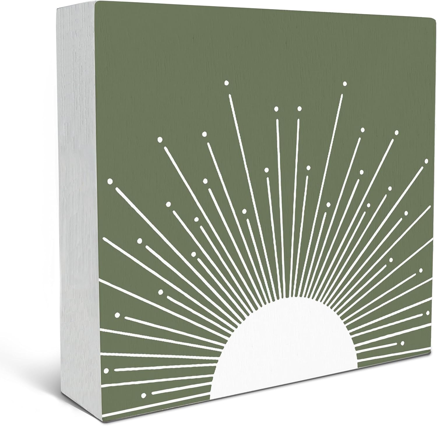 SRADMO Abstract Boho Green Wood Box Sign Decor 1